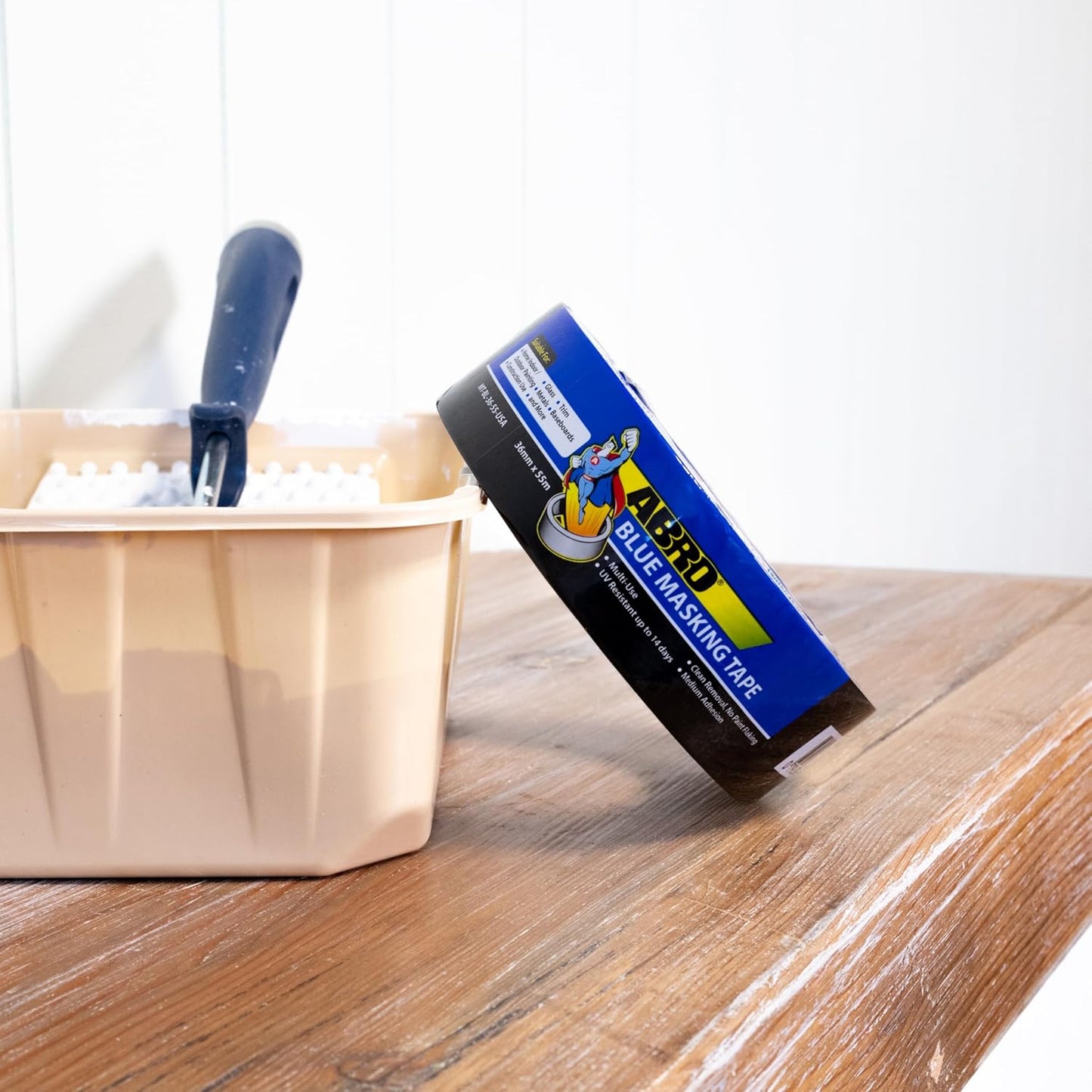 ABRO Blue Painters Tape 1.5 Inch Wide, 36mm x 55M, All Purpose Blue Tape, Temporary Labeling, Easy Tear, Clean Removal, Masking Tape Colored DIY or Pro - 6 Pack