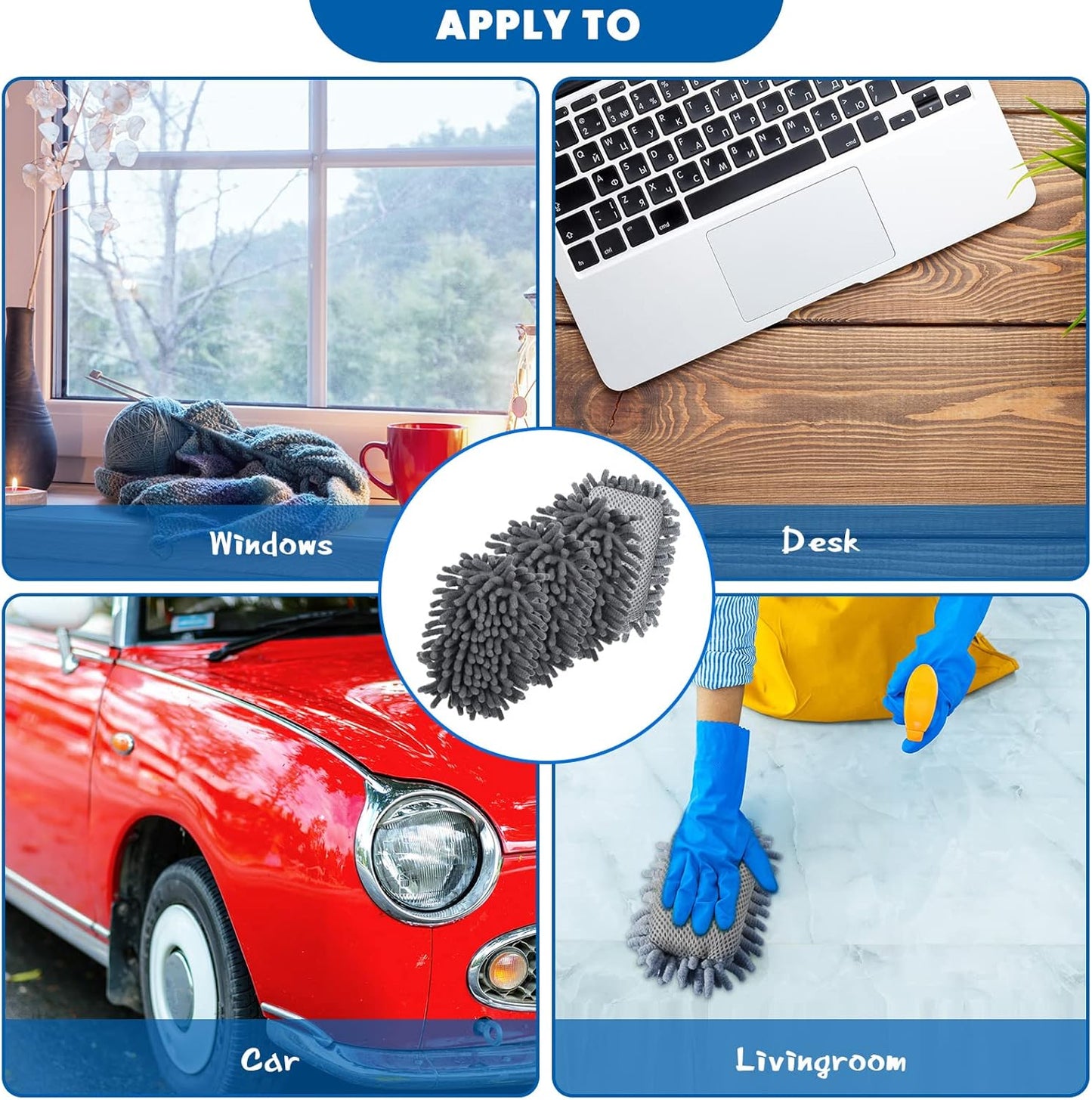 Epakh 12 Pieces Magnetic Microfiber Dry Eraser Microfiber Whiteboard Washable Shag Erase Board for Markers Chalk Home Classroom and Office(Grey)