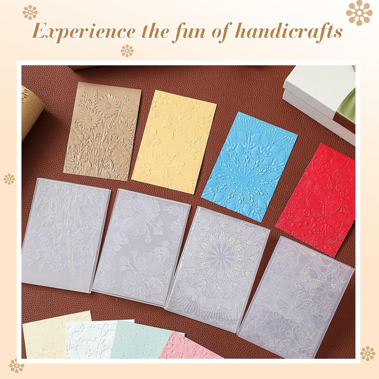 Geiserailie 8 Pieces Embossing Folders Embossing Machine Template Paper Card Heart Folders for Card Making DIY Flower Scrapbook Photo Album Craft Decoration 5.9 x 4.1 Inch(8 Pcs,Elegant Style)