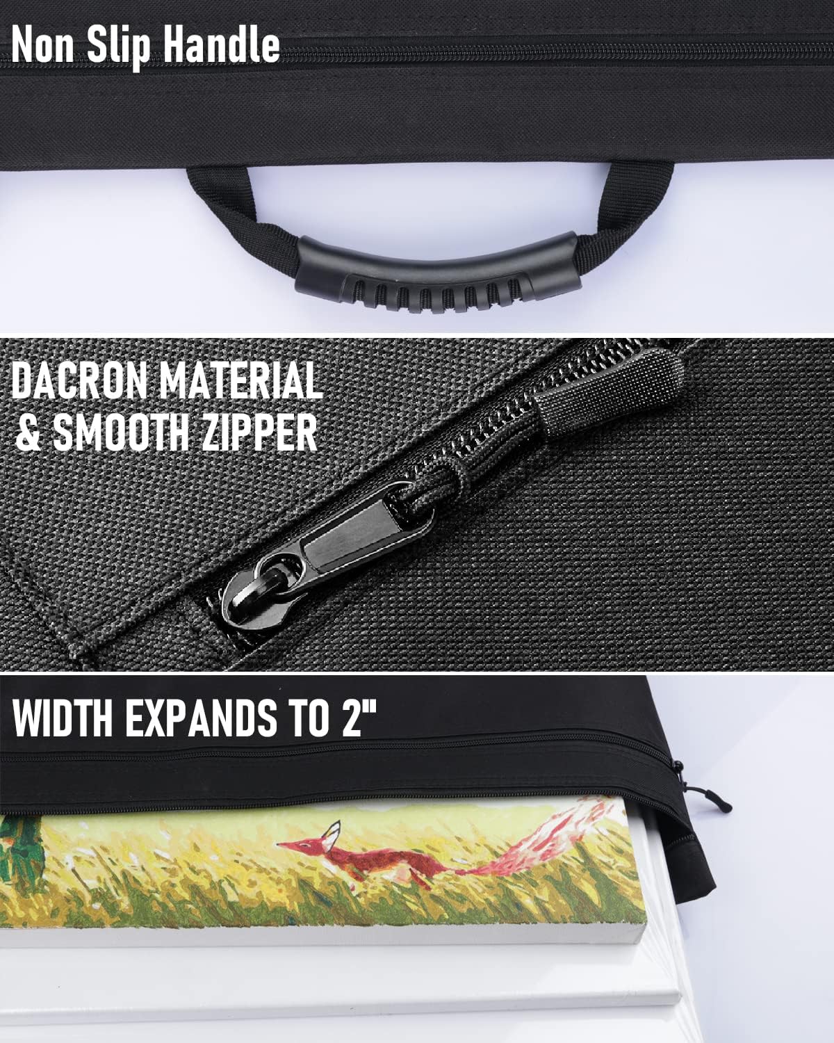 Nicpro Light Weight Art Portfolio Bag, 32 x 42 Extra Large Art Portfolio Case with Detachable Shoulder Strap, Leather Corners, Carrying Storage Case for Artwork, Canvas, Poster, Sketching, and Drawing