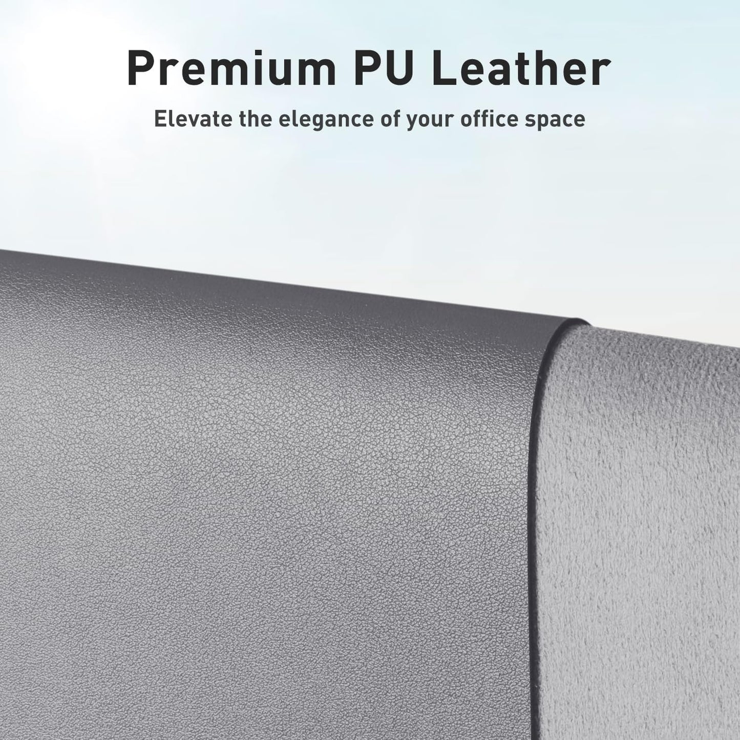 Aothia Leather Desk Pad Protector, Mouse Pad, Office Desk Mat, Non-Slip PU Leather Desk Blotter, Laptop Desk Pad, Waterproof Desk Writing Pad for Office and Home (48"x17", Light Grey)