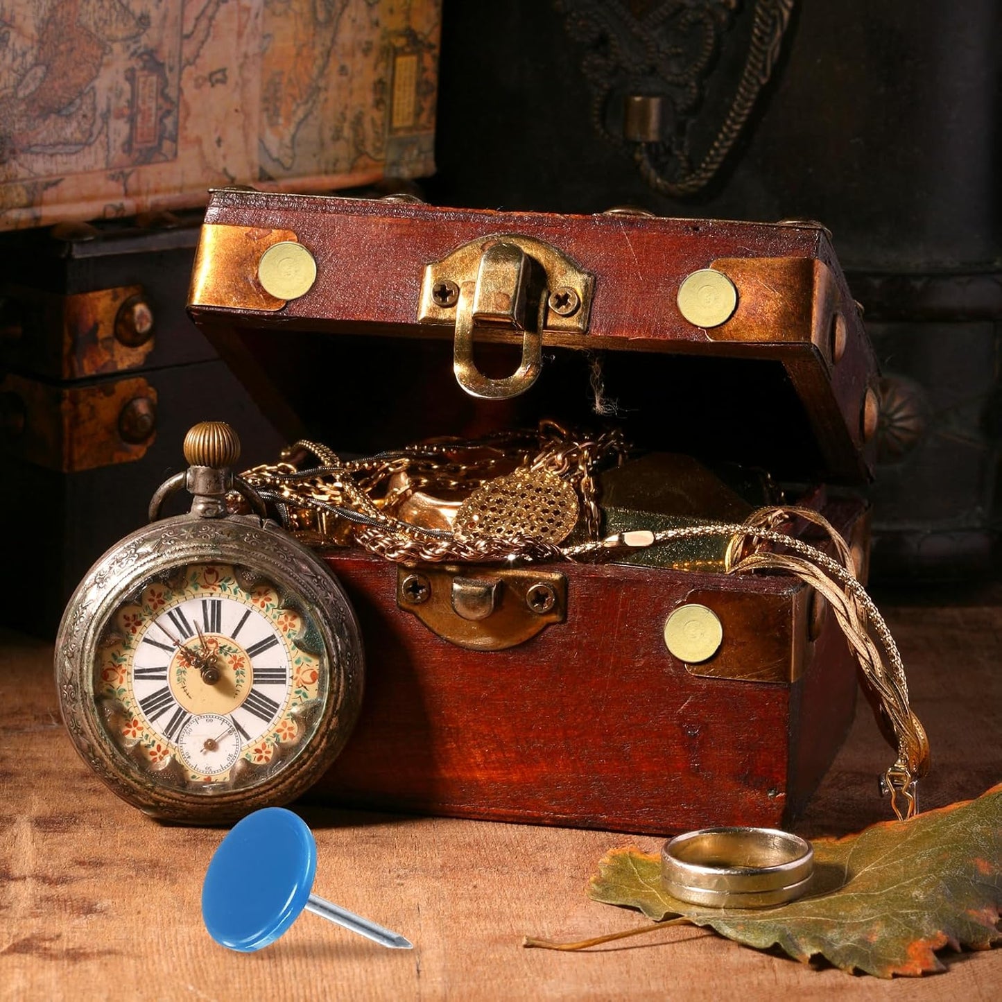 uxcell 120Pcs Push Pins, 11mmx13mm Round Flat Head Decorative Thumb Tacks Upholstery Tacks for Cork Board Office Wall Hangings, Blue