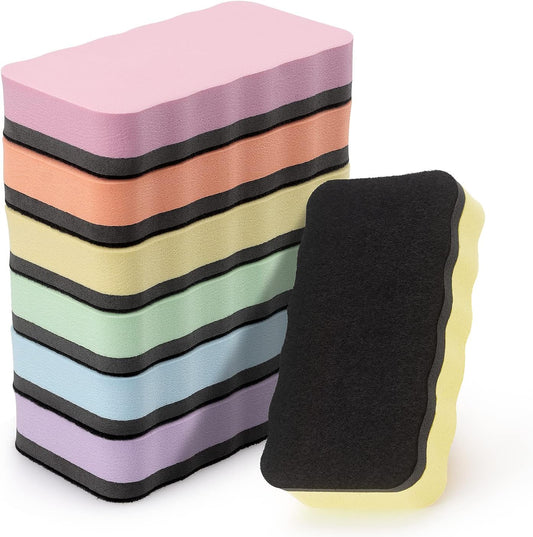 Tamaki Magnetic Whiteboard Eraser, Dry Eraser Erasers, Dry Erasers for White Board, Whiteboard Erasers for Kids, 6 Colors (6 Pack, Pastel Wavy)
