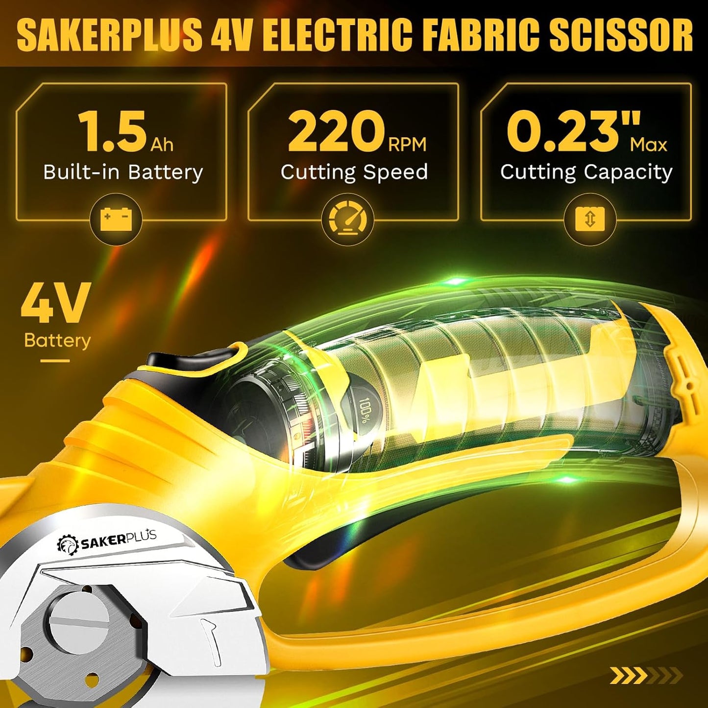 Cordless Electric Scissors, 4V Cardboard Cutter, Box Cutter - 2 Blades, 1 Storage Bag, Safety Lock & LED Light, Rechargeable Power Rotary Cutter for Box Carpet Fabric Plastic Leather