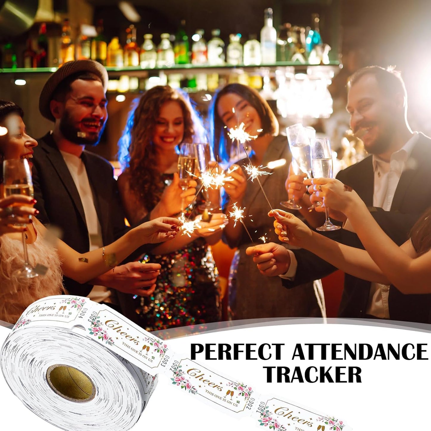 TaoBary 2 Rolls 1000 Pcs Free Drink Ticket Roll Raffle Party Tickets for Events Wedding and Parties(Flower)