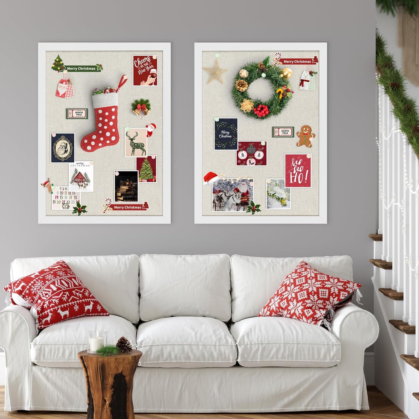 Cork Board Bulletin Board 18" x 24", 2-Pack Large Linen Corkboards with Frame for Walls, Cute Picture Display Pin Board Vision Board for Room School Office Bedroom 40 Pushpins Vintage White