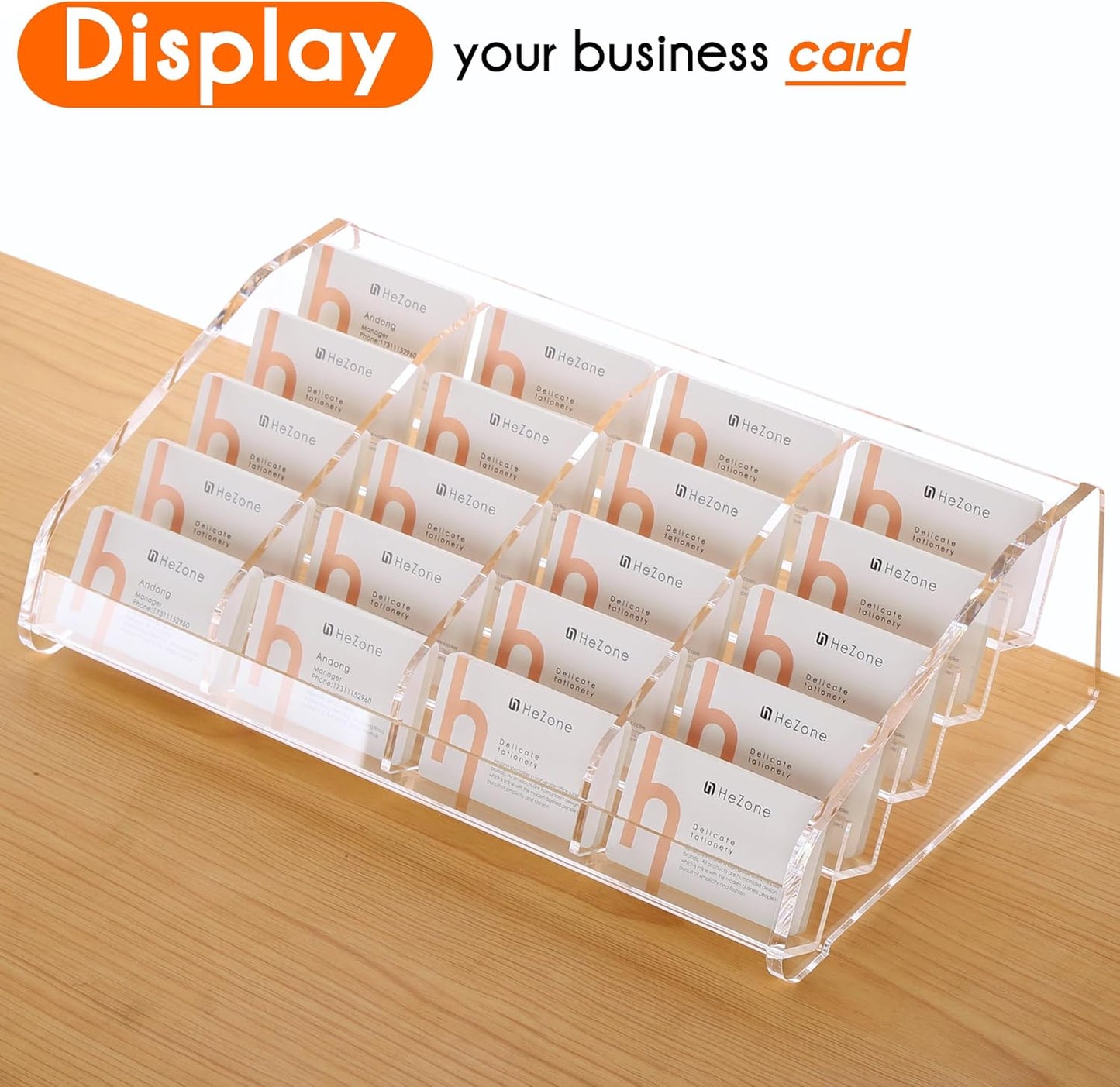 Business Card Holder for Desk,Multiple Card Organizer,Acrylic Business Card Stand Display Holder,Office Desk Accessories for Man and Woman,Organize 1000 Cards-Clear(20 Slots 4 Tier-H)