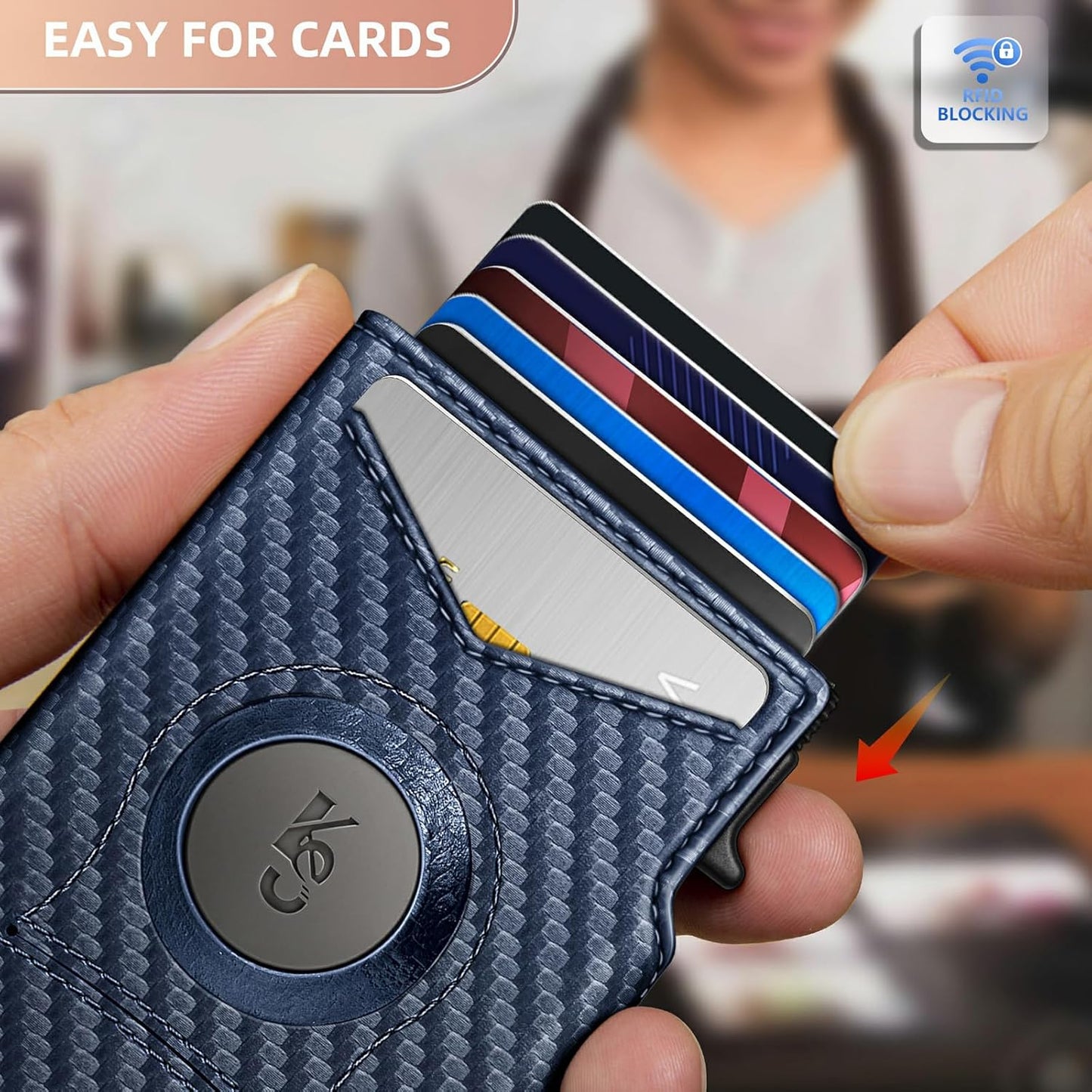 KEMISANT Airtag Wallet Men,Mens Slim Front Pocket Wallet Money Clip Standard or Apple Airtag Use 3.8"×2.8"×0.9"