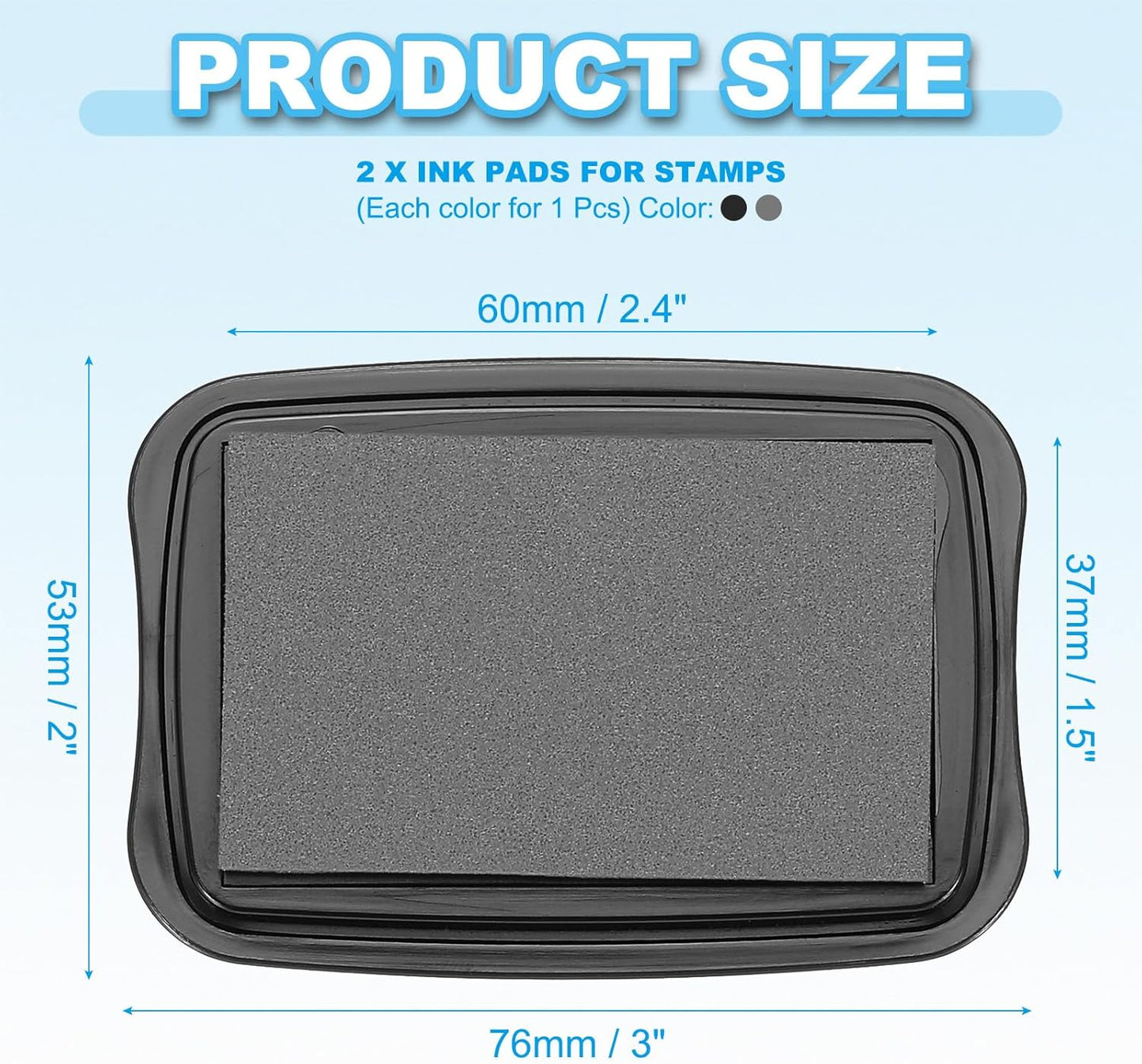PATIKIL 3"x2" Large Stamp Pad, 2Pcs Washable Craft Ink Pad for Rubber Stamp Card Making Stamping Scrapbook Fingerprint Handprint, Gray/Black