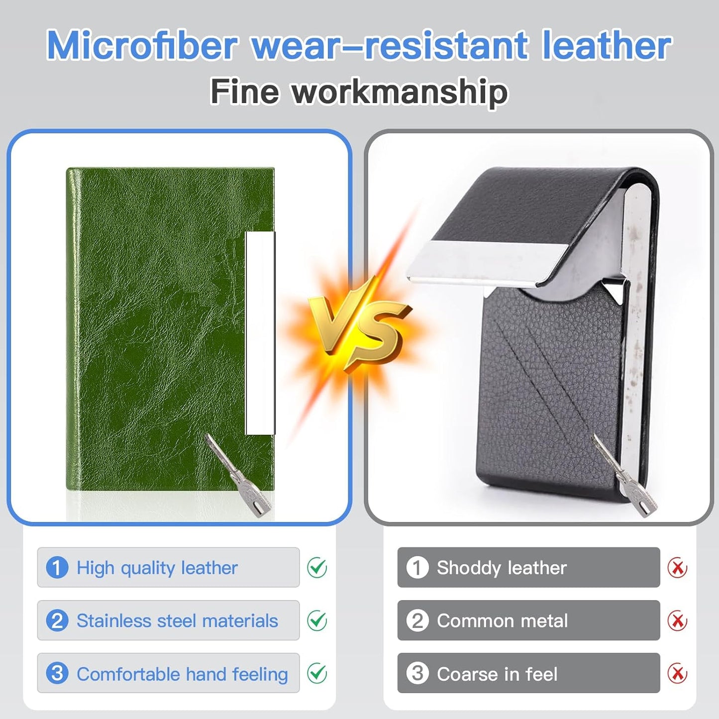 Padike Business Card Holder, Business Card Case Professional PU Leather & Stainless Steel Multi Card Case,Business Card Holder Wallet Credit Card ID Case/Holder for Men & Women. (V-Green)