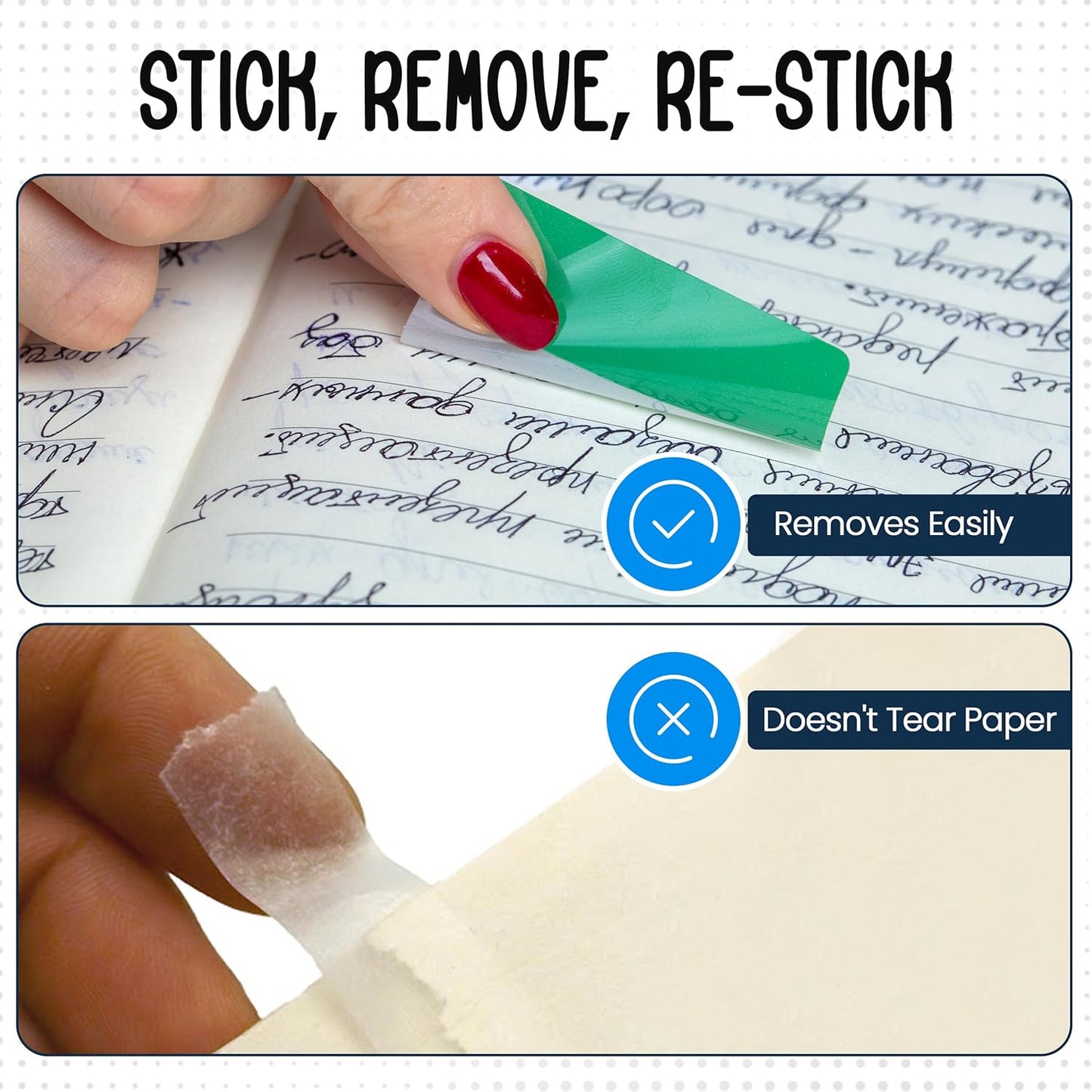 Essex Wares - 320 Pieces - 2-Inch Sticky Index Tabs for File Folders - 8 Colors - 2" x 1.6", 40 Pieces Each - Versatile Sticky Tabs for Notebooks - Repositionable File Tabs - Water-Resistant