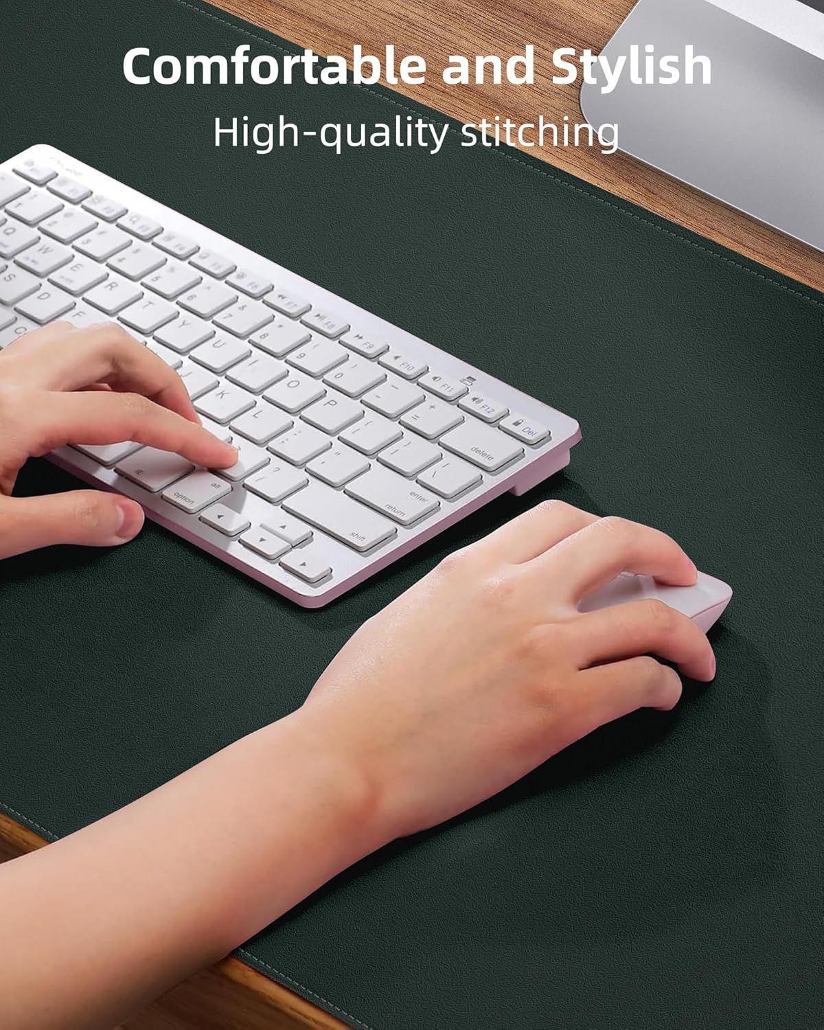 Leather Desk Pad Protector,48"x24" - Premium Desk Mat, Office Desk Mat, Large Mouse Pad,Non-Slip Desk Blotter,Waterproof Desk Writing Pad for Office and Home(Dark Green)