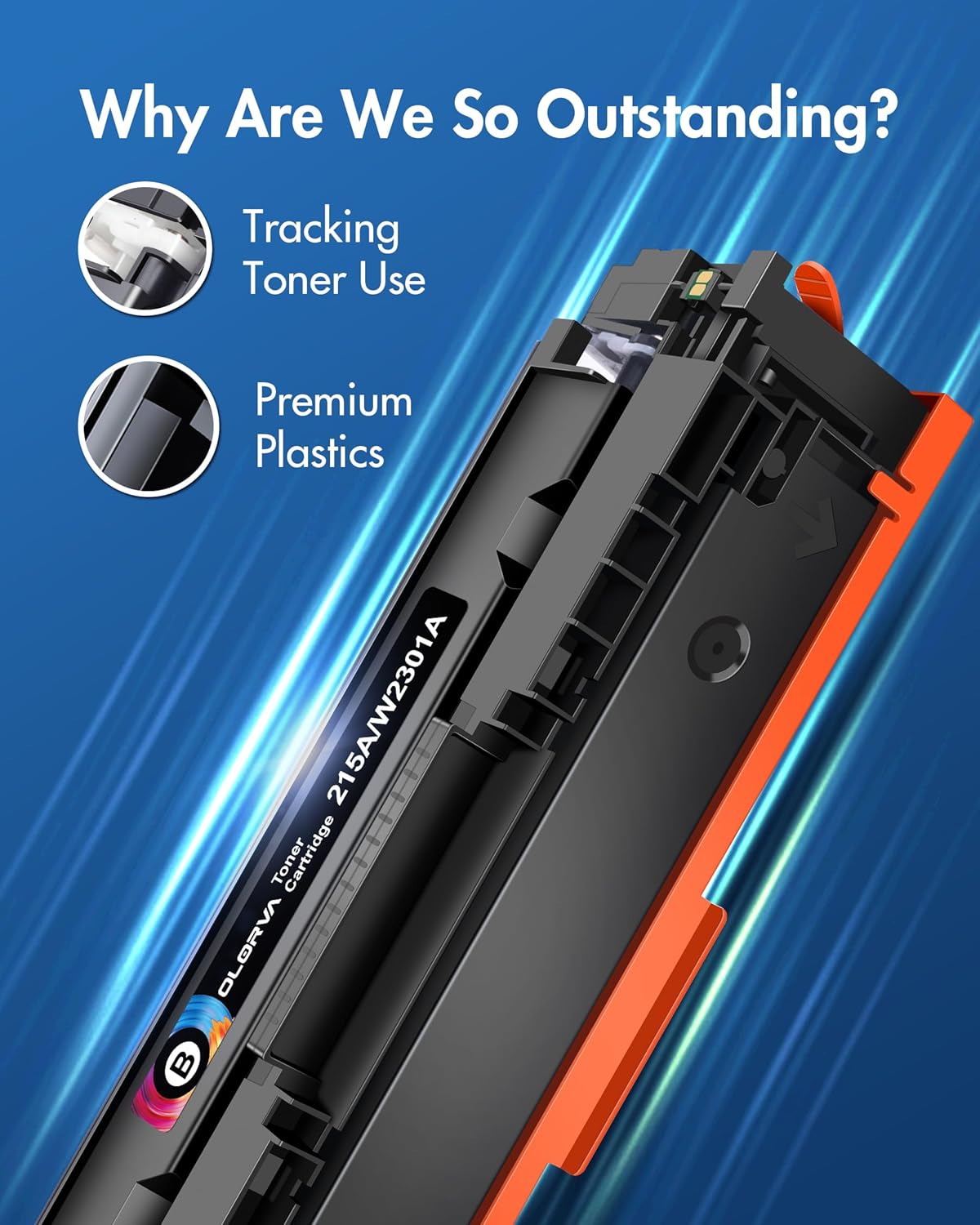 215A Toner Cartridges 4 Pack (with Chip) - Replacement for HP 215A Toner Cartridges, Works with HP Color Laser Jet Pro MFP M183fw M182nw M182n M182nw M155a M155dw Printer | W2310A W2311A W2312A W2313A