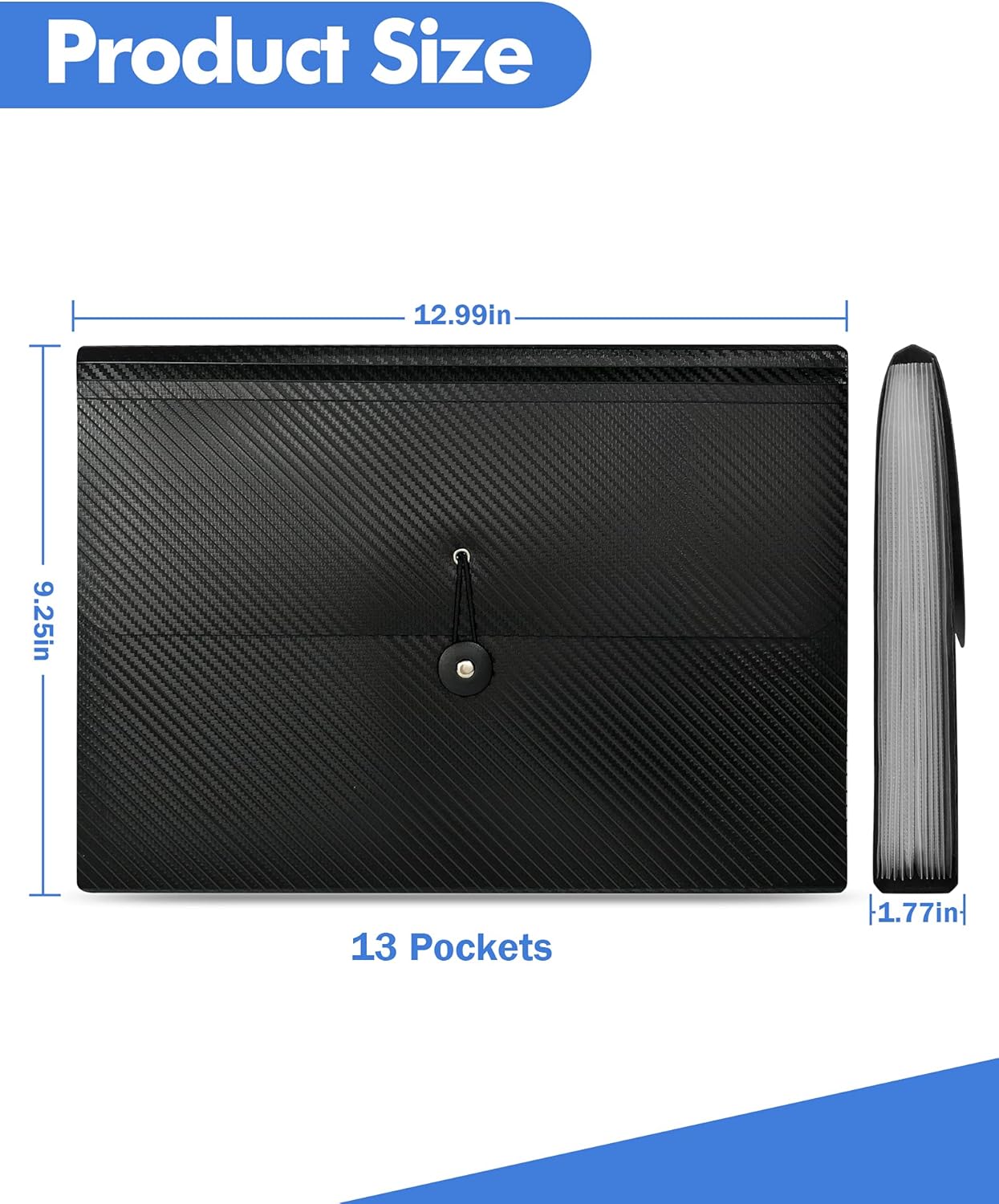 Expanding File Folder with Tabs, 13 Pockets File Organizer Accordion File Holder ，with Elastic Buckles Closure, A4 Paper Document Organizer for Home School Office