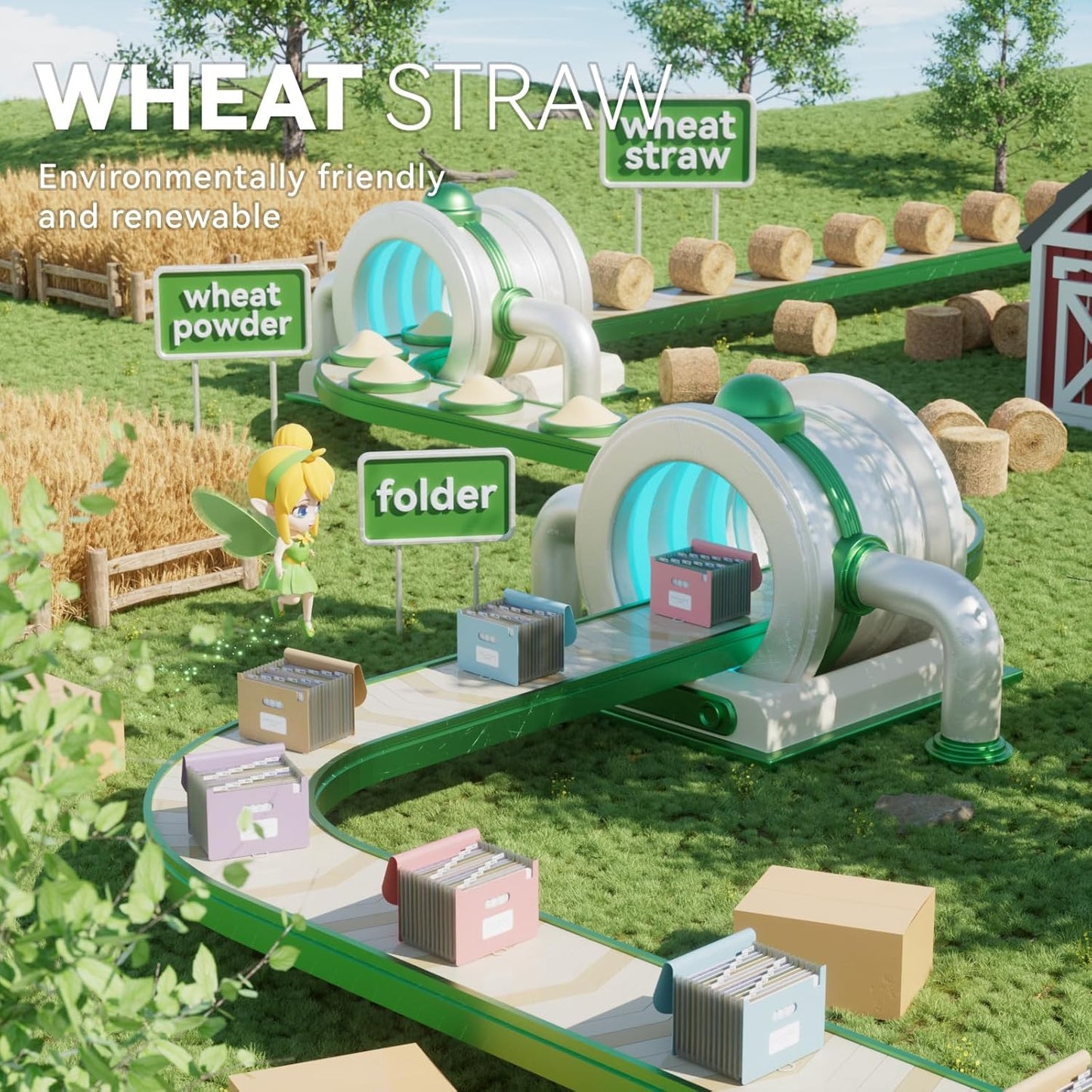 Accordion File Organizer, 13 Pockets Wheat Straw Expanding File Folder, Portable Monthly Paper Bill Tax Receipt Organizer, Letter A4 Size Document Holder with Colorful Tab - Strawberry Pink