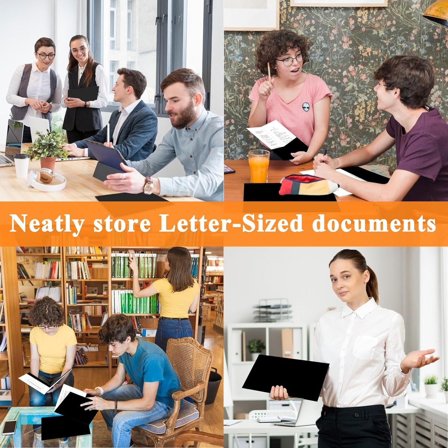 25Pcs Black Two-Pocket Heavyweight File Folder,Letter Size,Paper File Folder for School Office Home Bussines