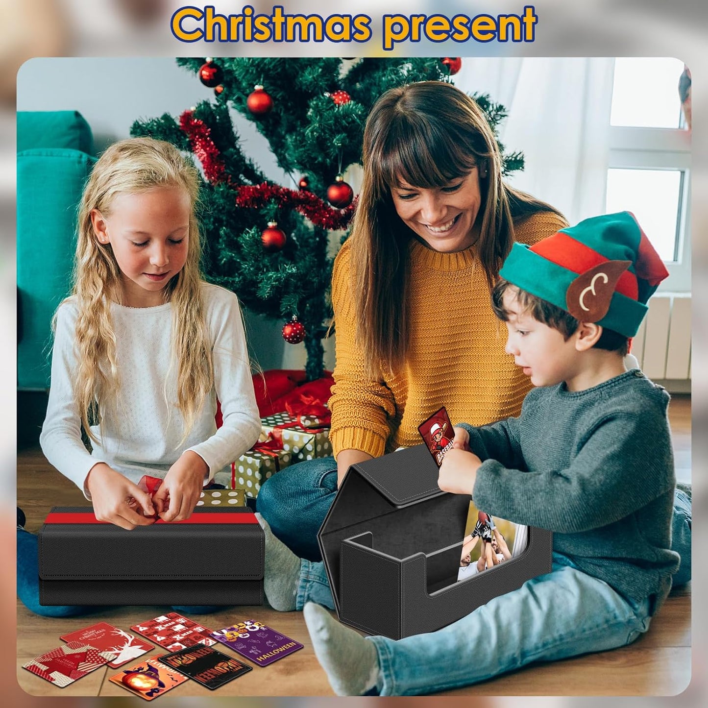 Card Deck Case for Trading Cards, Leather Magnetic Closure Commander Card Storage Box Holding 600+ Sleeved Cards Fit for MTG TCG and Sport Cards