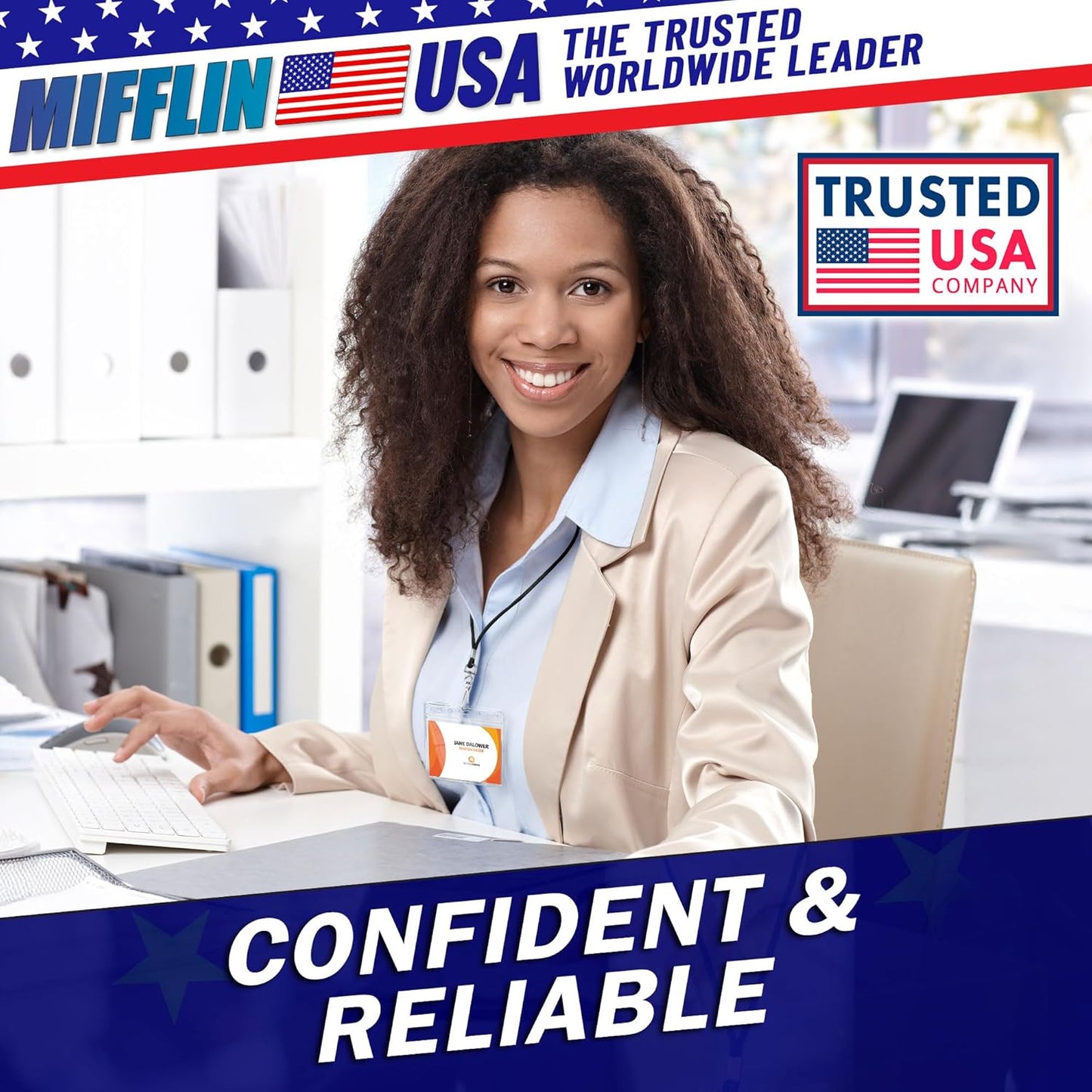 Mifflin-USA Card Protector (4x3 Inch, Clear, Bulk 250 Pack) Quick Load Horizontal No Zipper Name ID Badge Holder