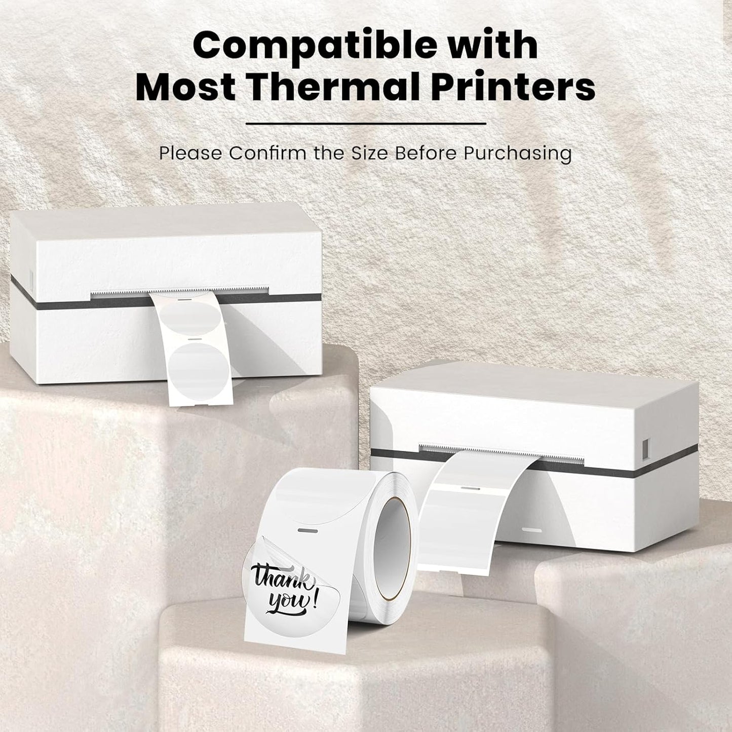 Transparent Thermal Labels Round 1.5 Inch Self Adhesive Circle Clear Printer Stickers Vinyl Waterproof Roll Decals Name Tag for Address Design DIY Logo Business 300 PCS