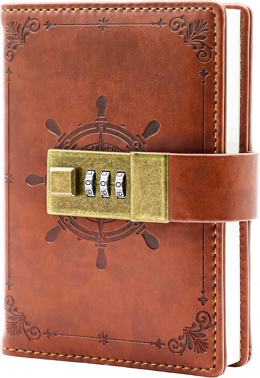 A7 Password Book with Lock Internet Address and Details Organizer Computer Website Logins Hardcover for Home Office Notebook Present Supplies-Retro Style