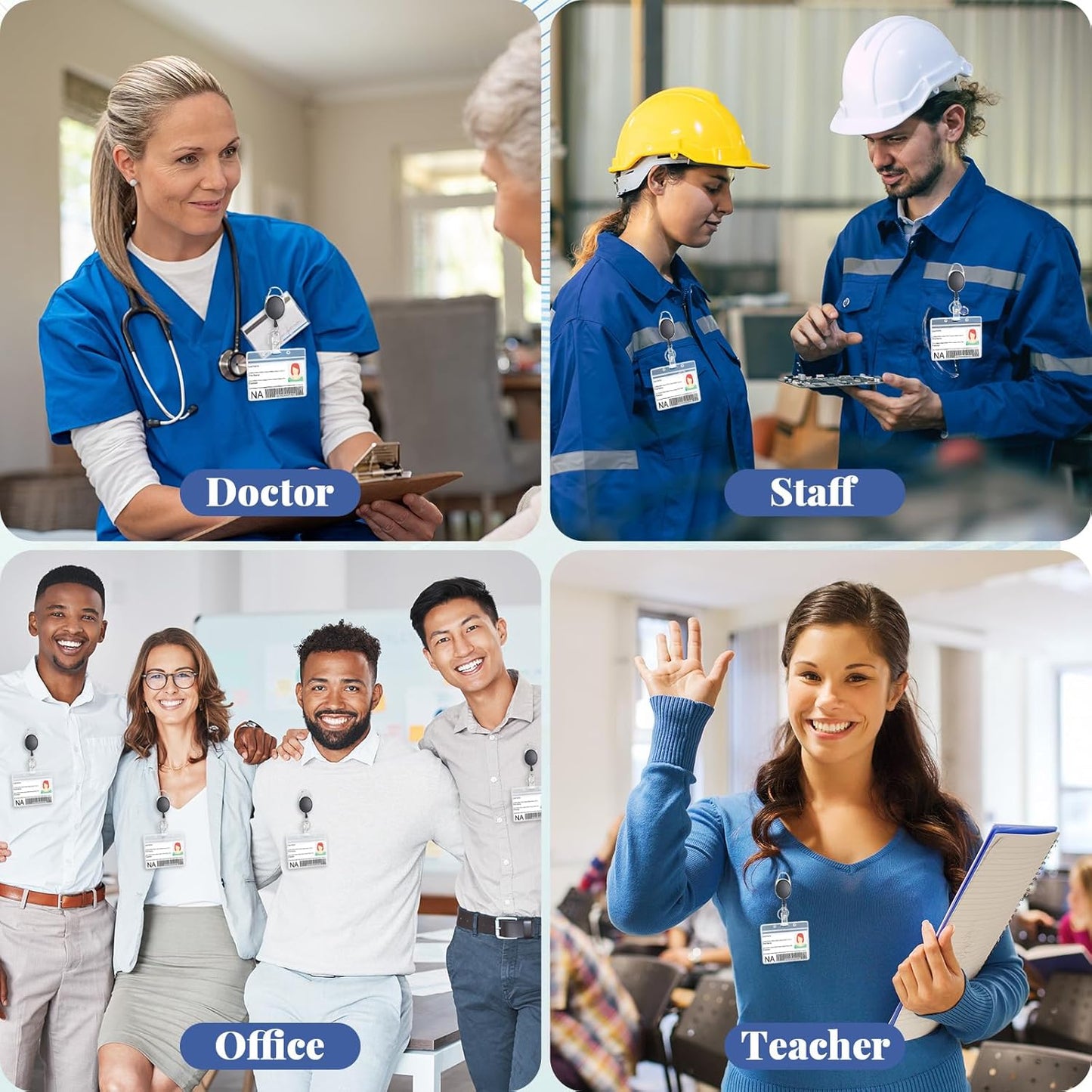 Honoson 110 Pcs Black Heavy Duty Retractable Badge Reels Batch ID Badge Holder Retractable Clip Bulk Key Holder with Ring for Office Worker Employee Doctor Nurse Gifts