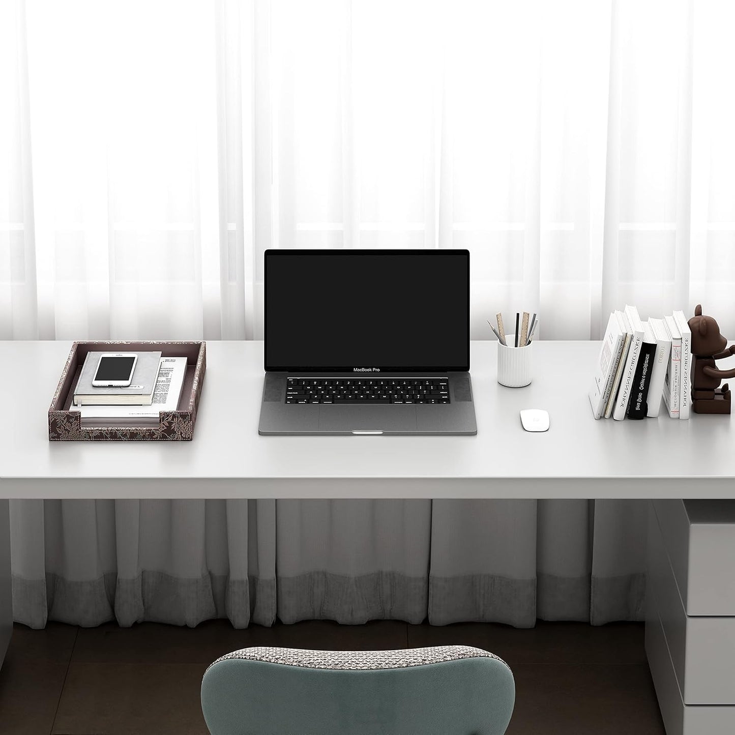 Leather Letter Tray, THIPOTEN Elegant Desk Organizer for Office Supplies, Mail, Paper, File, Magazine, Perfect Office Organization for Desktop(Retro)