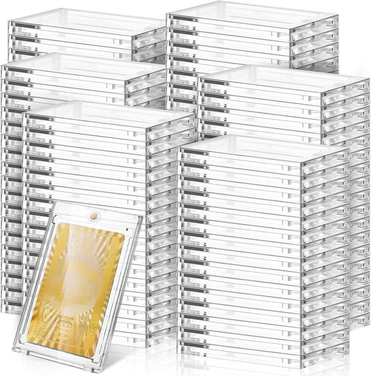 SATINIOR 200 Pcs 100 Pt Magnetic Card Holder, Holder Case Clear Protectors for Thick Baseball Football Hockey Cards