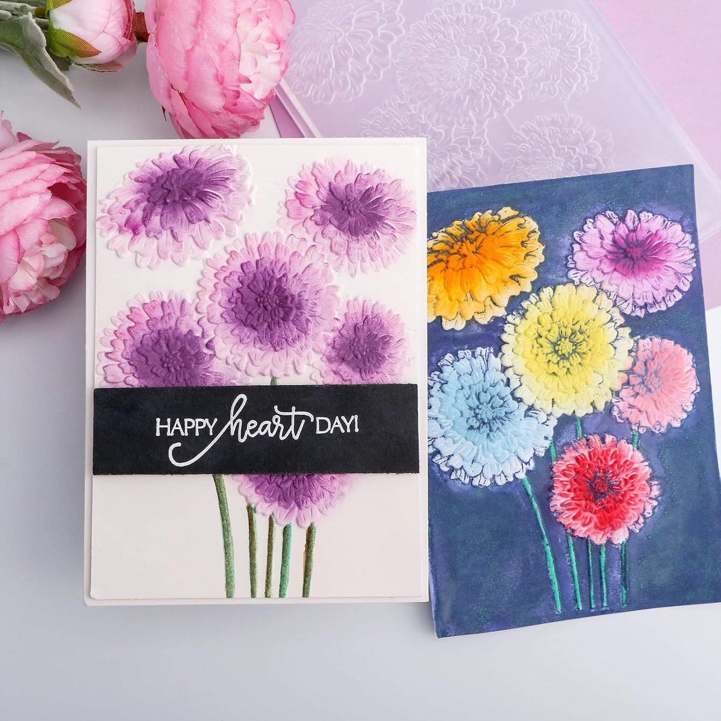 BAOFALI 3D Embossing Folders Chrysanthemum, Hydrangea Textured for Card Making,Embossing Template Paper Card Embossing Stencil for DIY Scrapbooking Photo Album Card Paper Craft Decoration