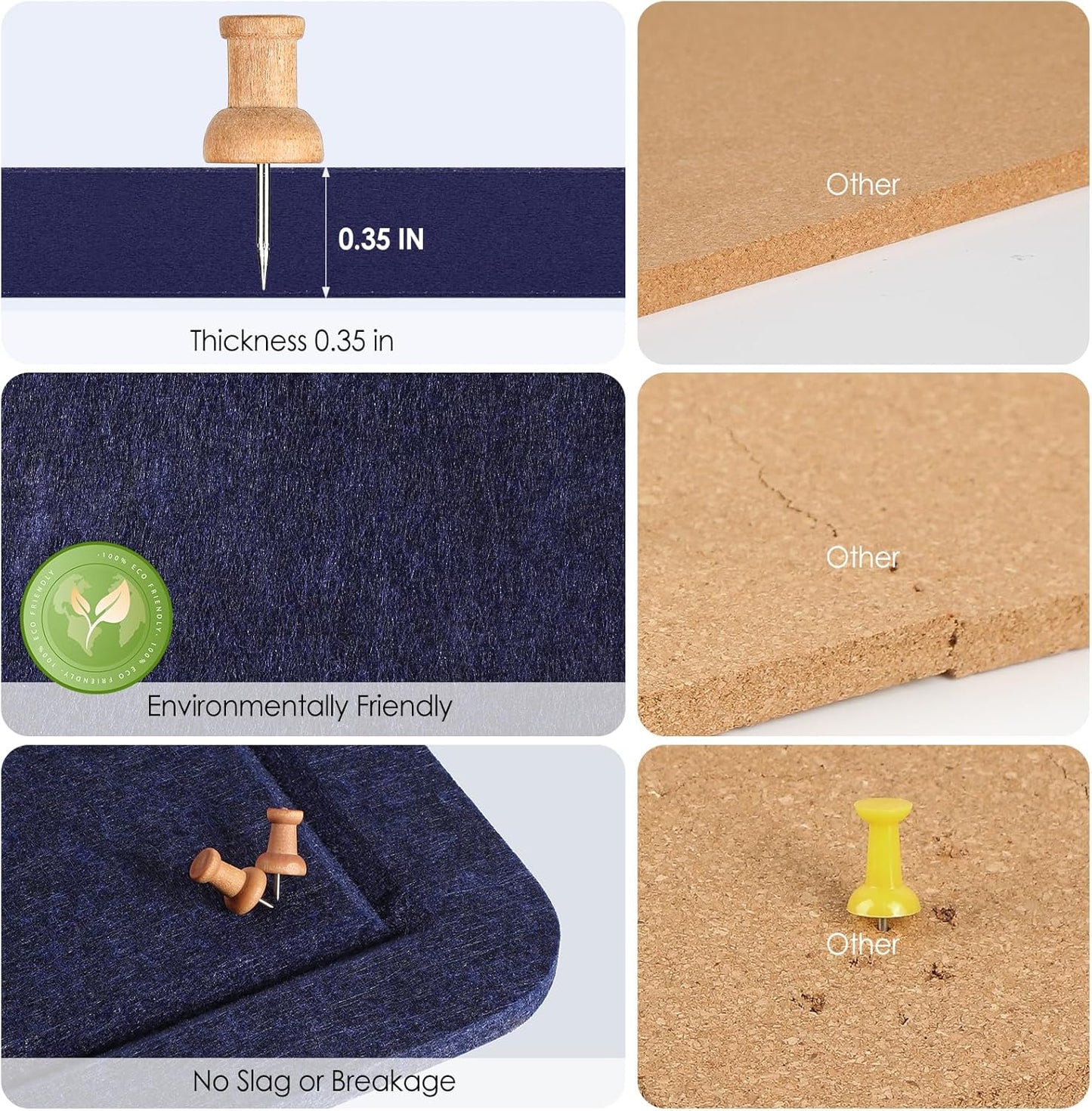 MaxGear Large Bulletin Board 48" x 36", Foldable Felt Board Vision Board Supplies, Cork Board for Office, Home, School, Small Pin Boards for Walls Decorative Display Board Dark Blue