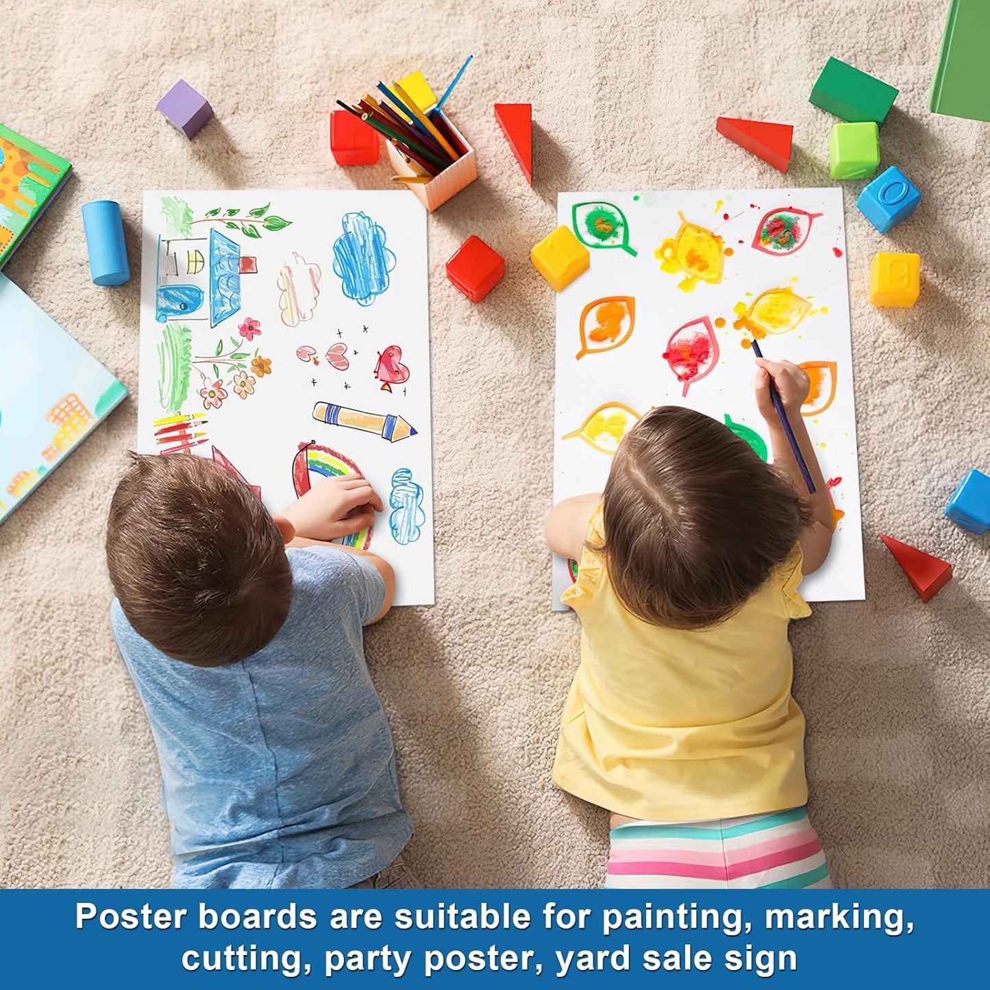 50 Pcs 12" x 18" Poster Board White Poster Board Paper Bulk 250 GSM Thickness Vision Boards Smart PosterBoard for Drawing School Arts Craft Projects Presentations Scrapbooking Blank Graphic Display