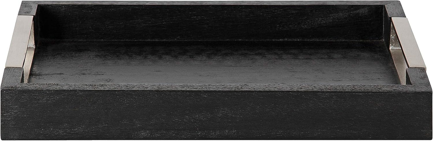 Kate and Laurel Heller Modern Rectangular Tray, 12 x 16, Black, Wood Tray for Storage and Display
