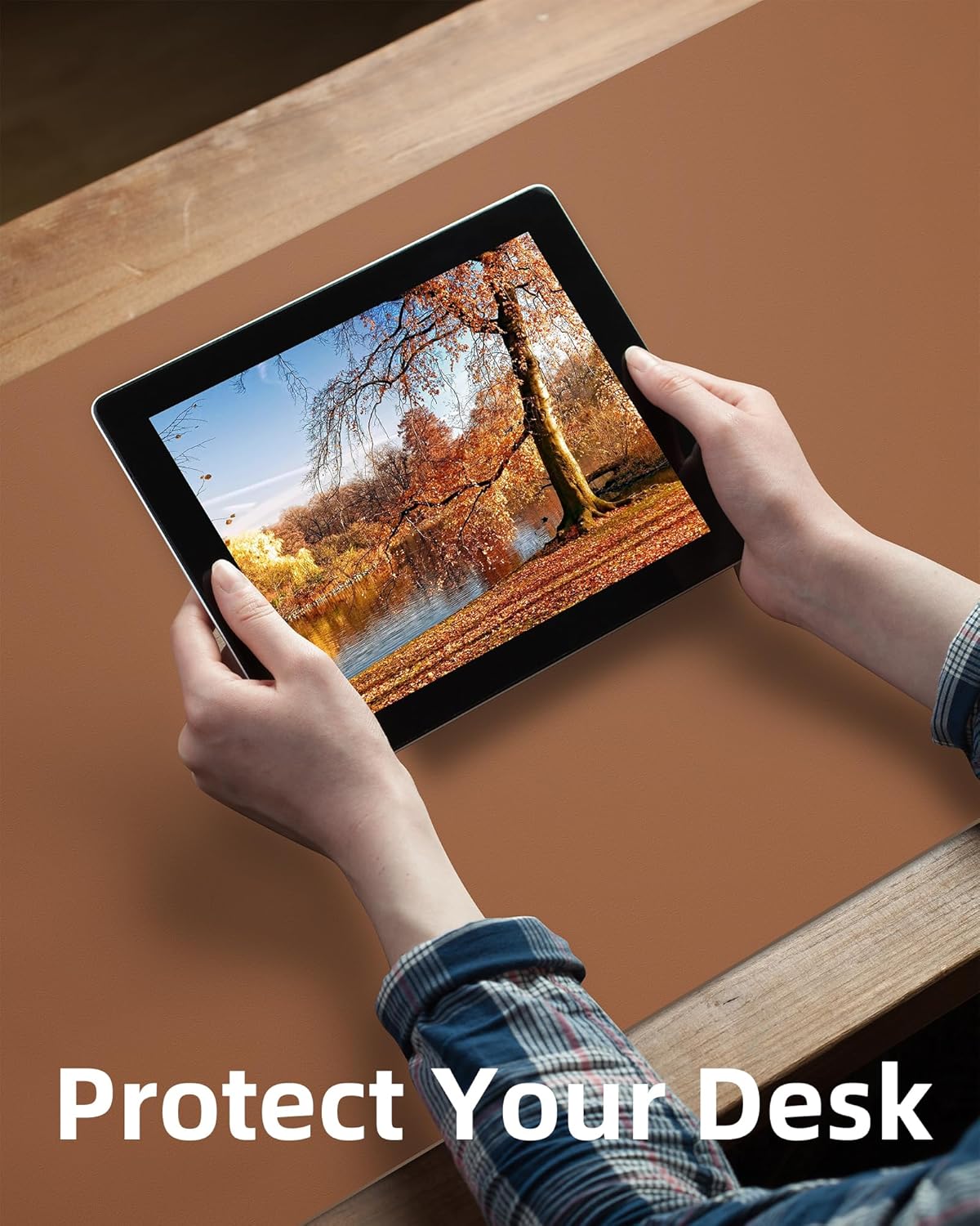 Large Desk pad mat,Mouse Pad,Office Desk Mat, Non-Slip PU Leather Desk Blotter,Large Desk mat,Waterproof Keyboard mat for Office/Home/Decor (Brown,48" x 17")