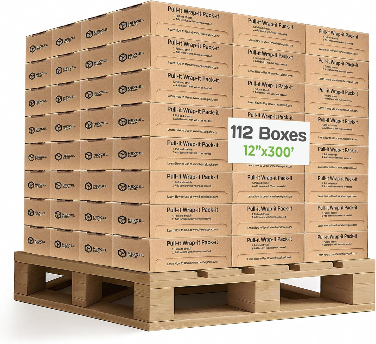 HexcelWrap Mini - Honeycomb Packing Paper, Eco-Friendly, Sustainable Paper Bubble Wrap for Shipping & Moving, Cushioned Packing Material in Dispenser - White, Pallet of 112, 12" x 300'