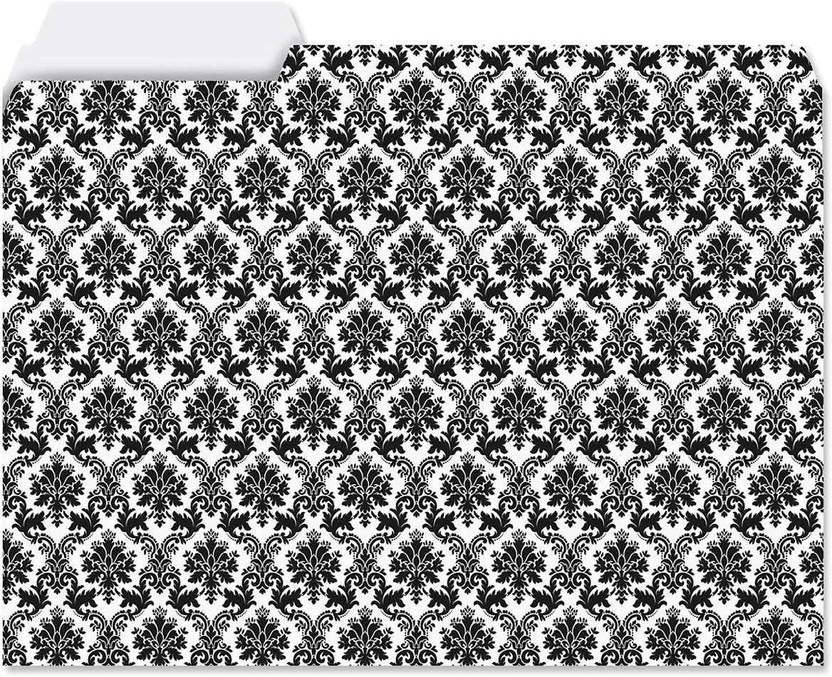 Current Elegant Black File Folders Value Pack - Bulk Set of 24, 6 Pretty Decorative Designs, 1/3 Cut Tabs, Heavy-Duty Paper Stock, Office Supplies for Home & Work, 9-½” x 11-¾” Letter Size