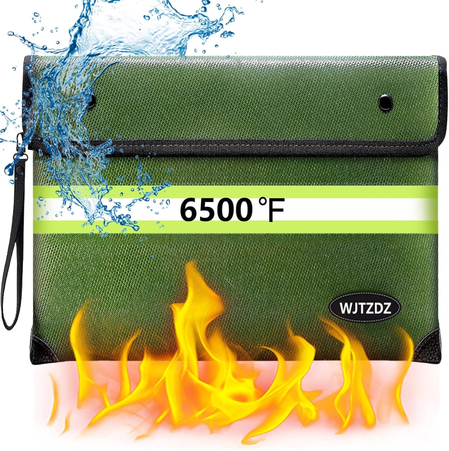 Upgraded Fireproof Money Bag, 10 Layers of Heat Insulated Materials, 6500F Fireproof, Waterproof Zipper, Reflective Strip, Document Bag with Handle for Cash, Important Documents