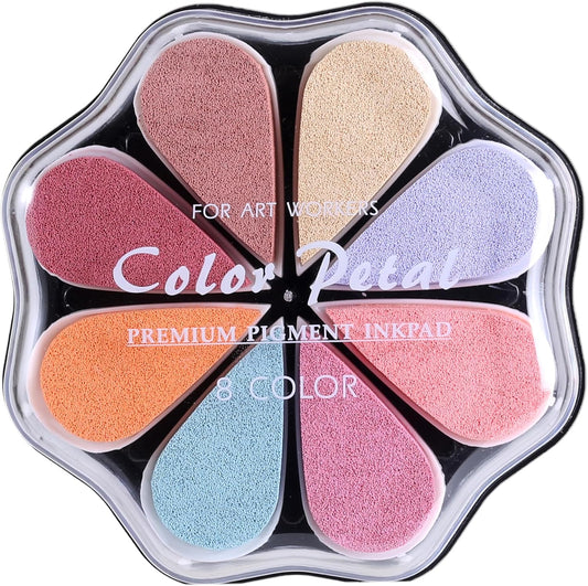 YPSelected 8 Assorted Multi Colours Waterdrop Shaped Craft Rubber Stamps Petal Ink Pads for Paper Wood Fabric (Set 1027)