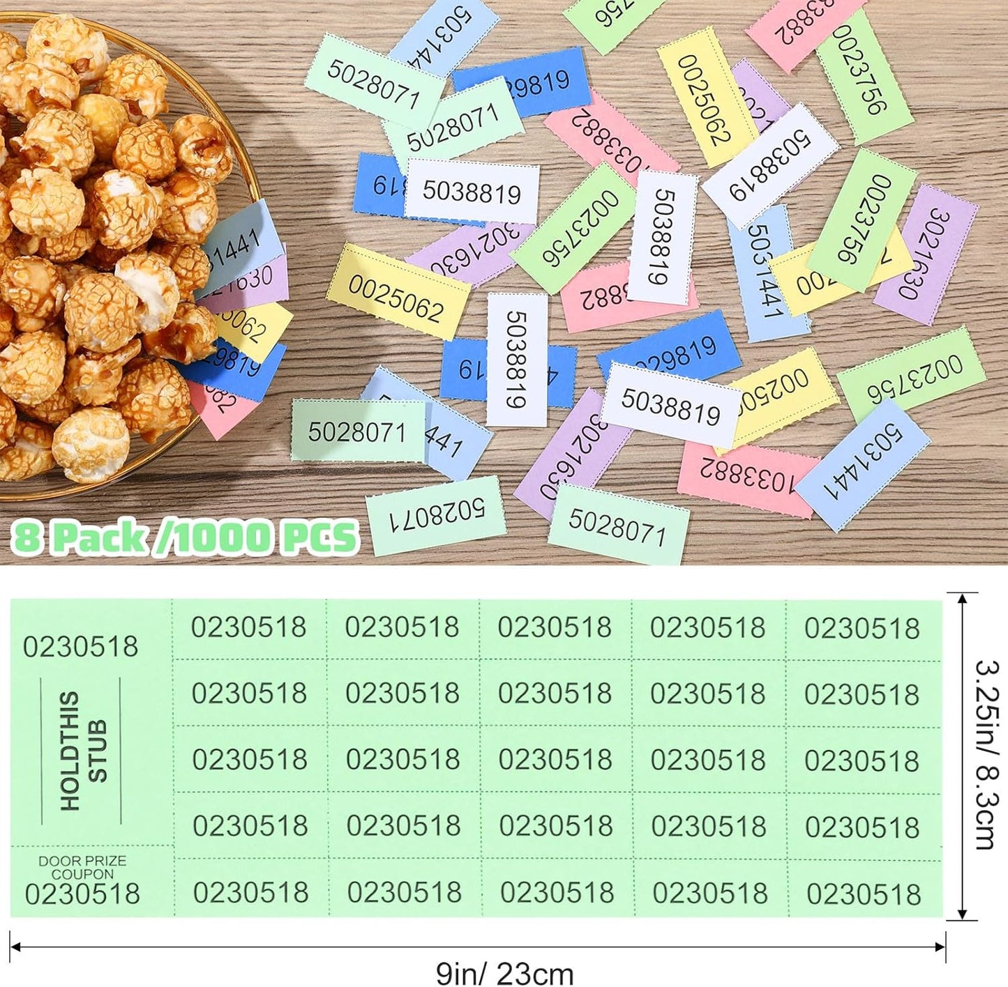 Kosiz 1000 Sheets 25 Bid Raffle Ticket Numbers - Chinese Auction Ticket Sheets for Events, Church (Light Color)