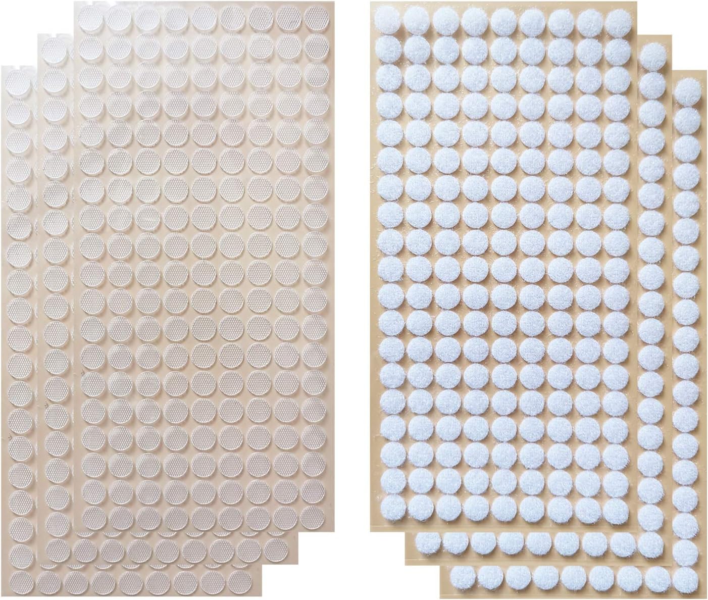 Vkey 1008pcs (504pairs) 10mm Diameter Transparent Sticky Back Thin Clear Dots with Adhesive Hook & Loop Coins Tapes