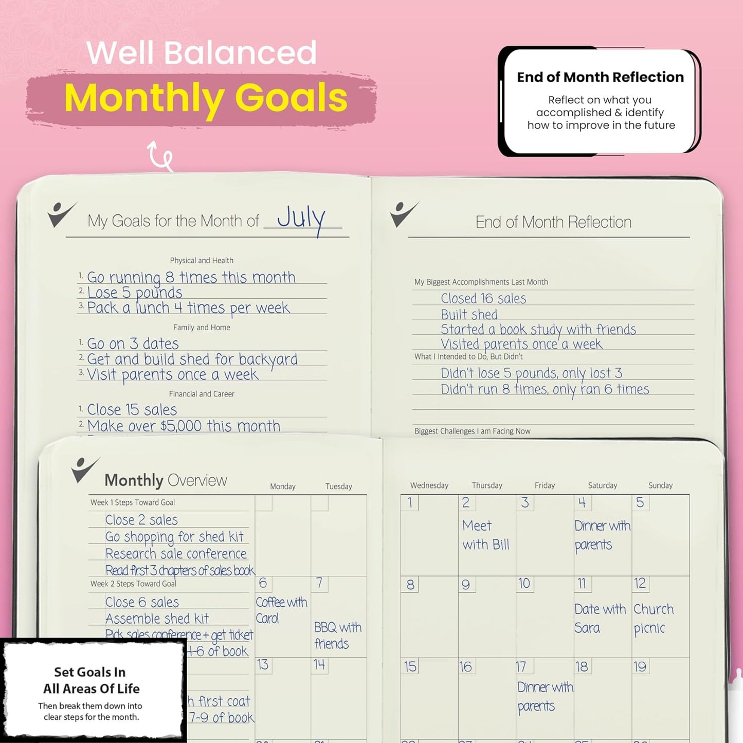 Undated Planner – 90 Day Guided Journal & Productivity Organizer, A5 Daily & Weekly Planner 2025 2026 with Goal Setting, Habit Tracker, To Do List, Academic & Work Calendar, Leather Hardcover - Rose Gold