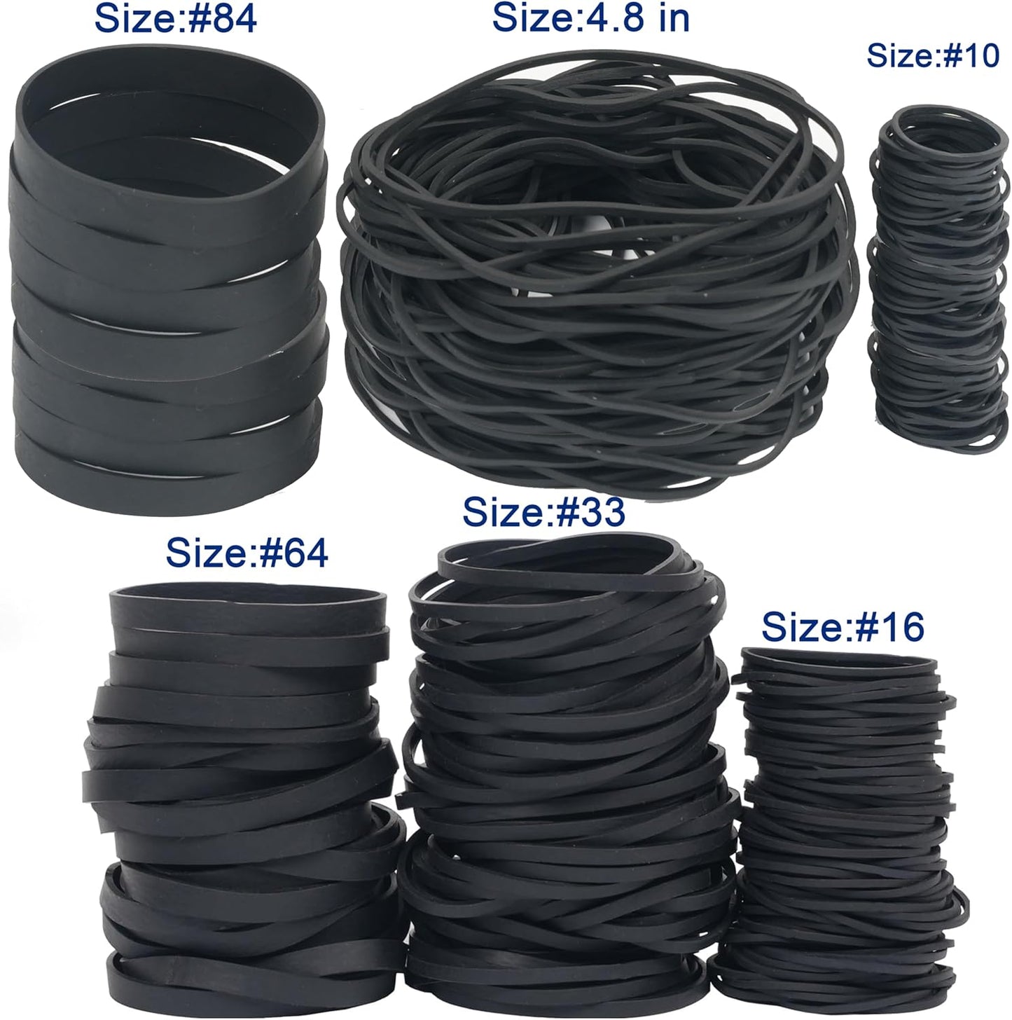 Rubber Bands Assorted Sizes Black Elastic Bands Tactical rubber bands for Office supplies 0.5lbs size10,size#16,size#33,size#64,size#84,size(4-4/5" x 1/16")