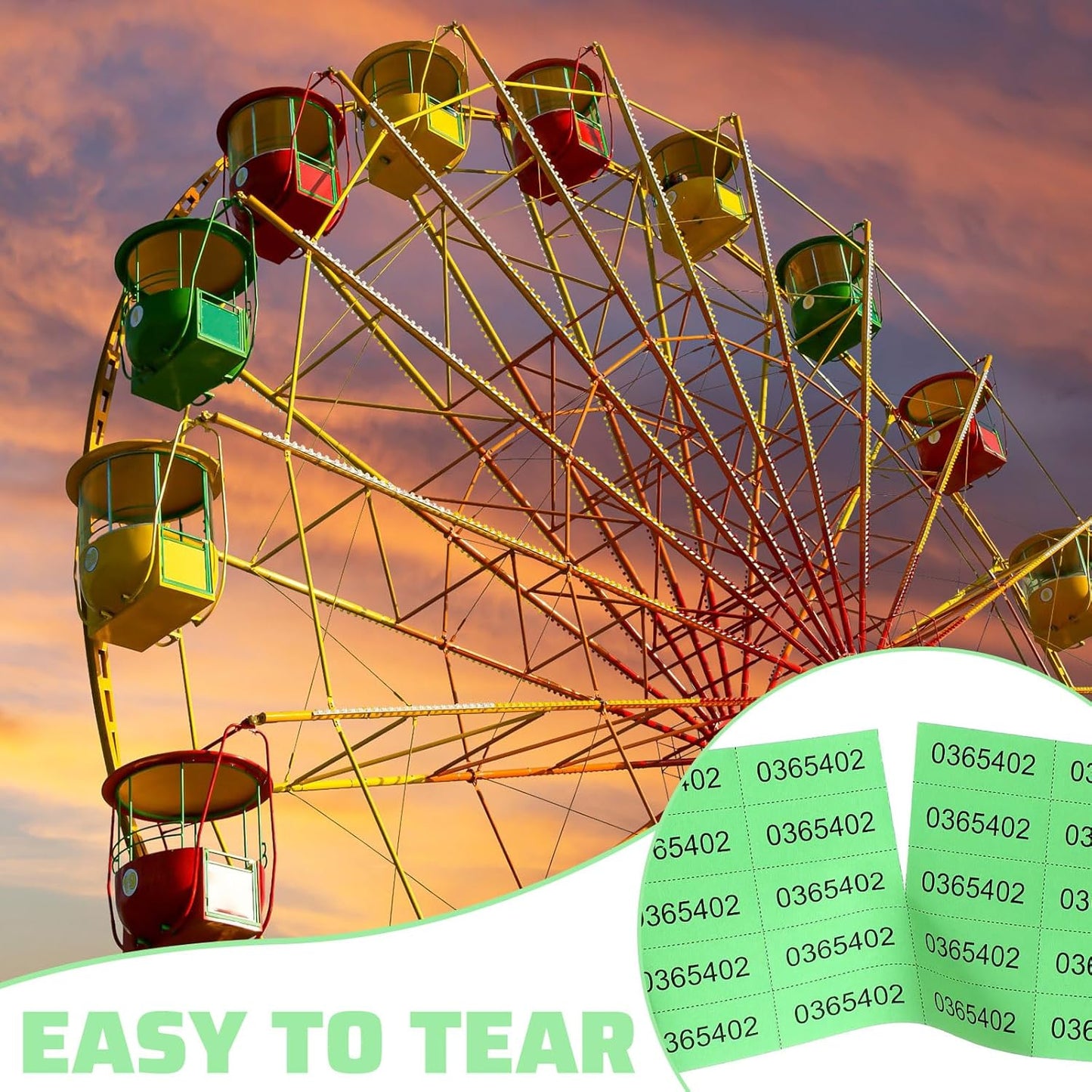 Kosiz 1000 Sheets 25 Bid Raffle Ticket Sheets Chinese Auction Tickets Numbers for Basket Events and Silent Auctions (Green)