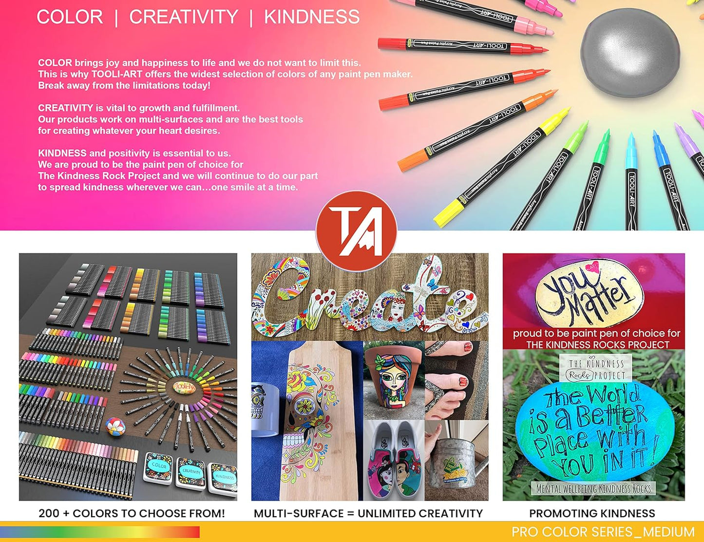 TOOLI-ART 22 Acrylic Paint Markers Paint Pens Pro Color Series Set 3mm Medium Tip for Rock Painting, Glass, Mugs, Wood, Metal, Glass Paint, Canvas, DIY. Non Toxic, Waterbased, Quick Drying (YELLOWS)