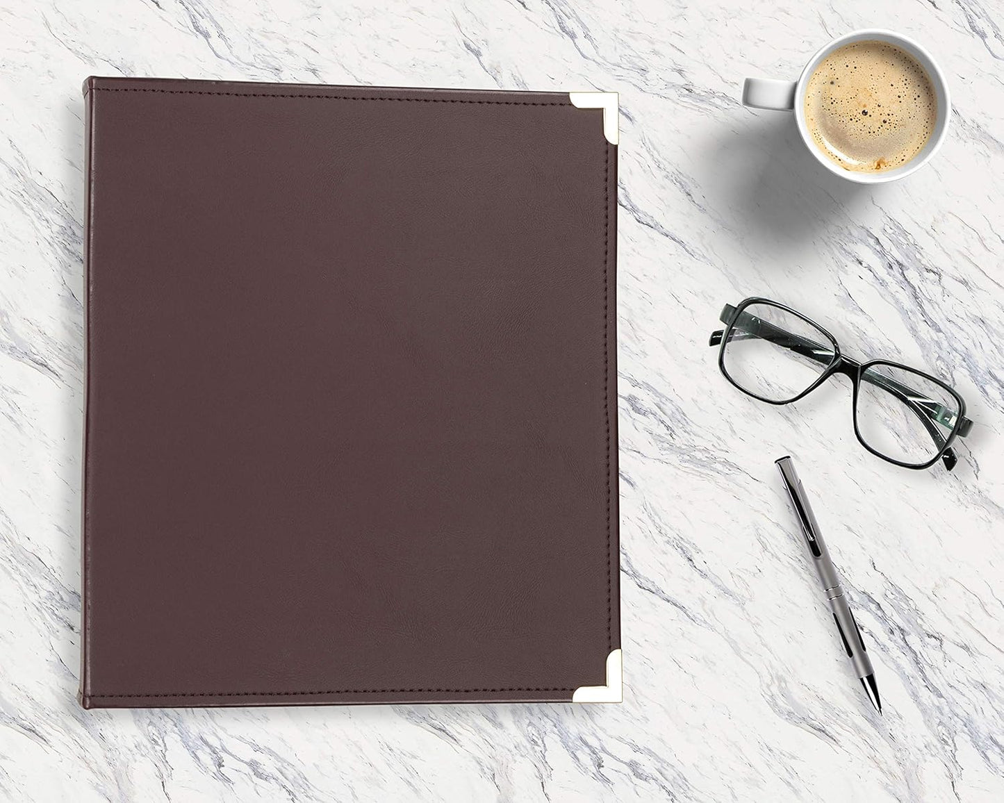 Samsill Classic Collection Leather 3 Ring Binder, Executive Presentation Portfolio, 1.5 Inch (Holds 325 Sheets), Brass Round Ring, Burgundy