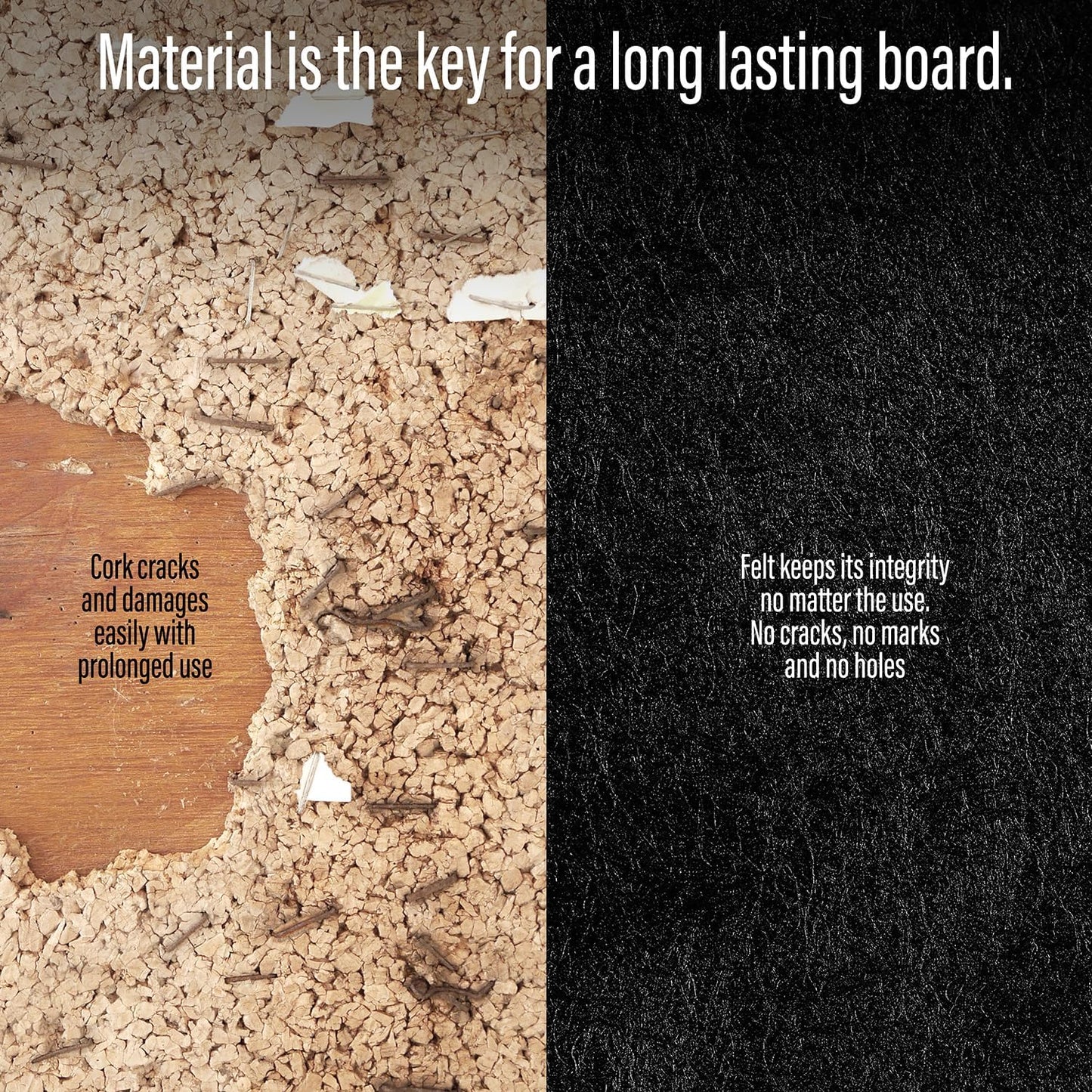 Large Bulletin Board 48 x 36 Inches - Foldable Felt Bulletin Board for Wall, Cork Board Alternative with 100 Color Pins & 6 Note Pads, Vision Board - Black