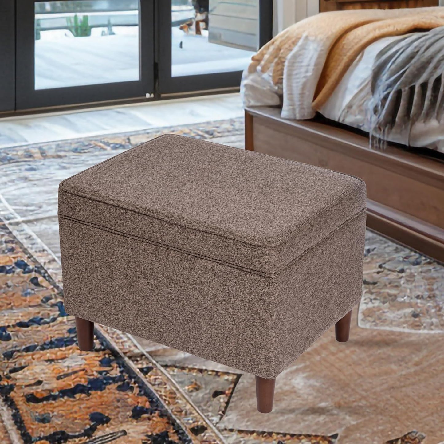 Home Decor | Dinah Collection Modern Storage Ottoman | Ottoman with Storage for Living Room & Bedroom (Chocalate Brown)