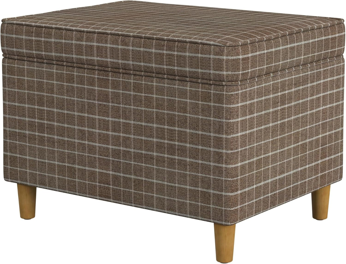 Home Decor | Dinah Collection Modern Storage Ottoman | Ottoman with Storage for Living Room & Bedroom(Brown Windowpane Fabric)