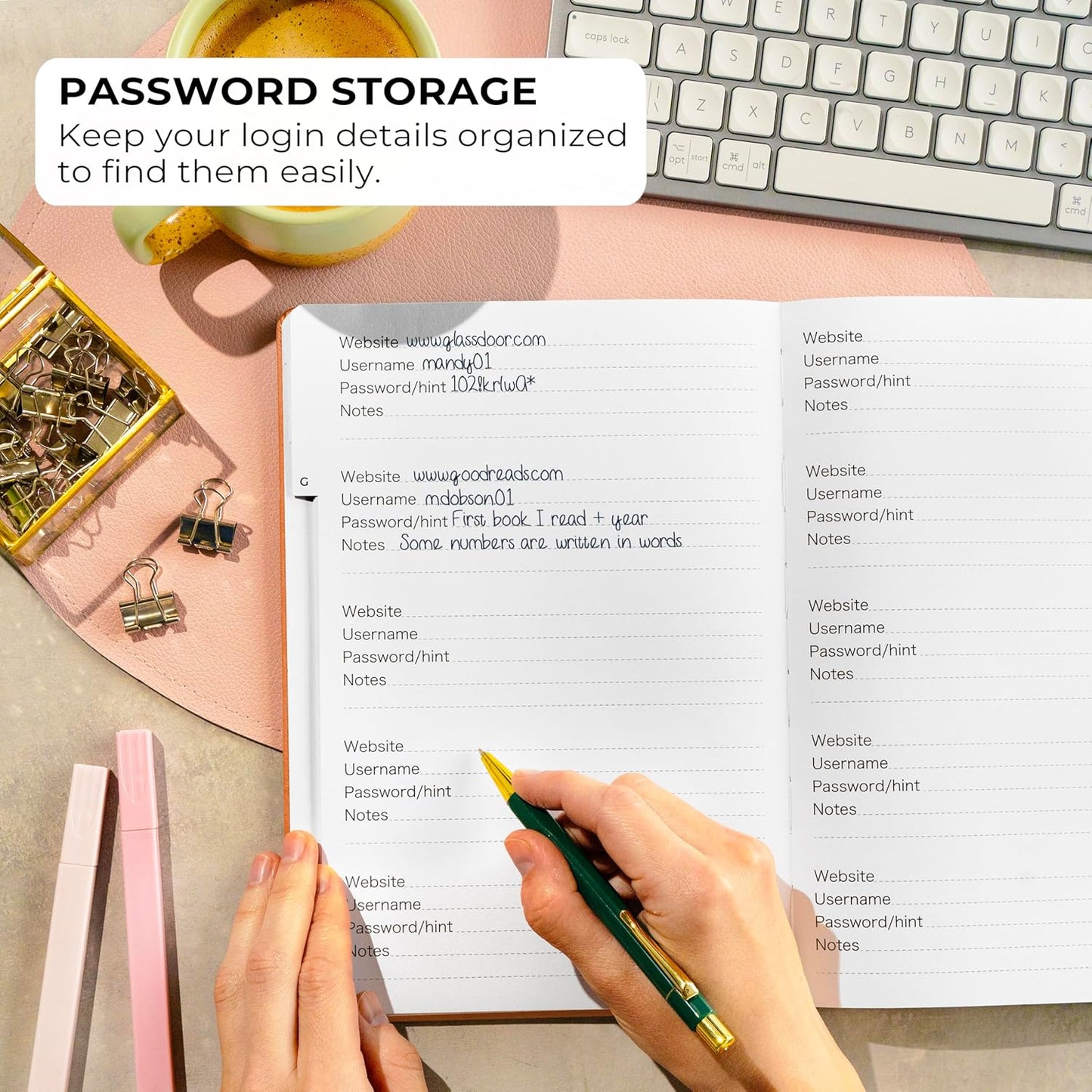 Clever Fox Password Book with alphabetical tabs. Internet Address Organizer Logbook. Large Password Keeper for Website Logins (Orange)