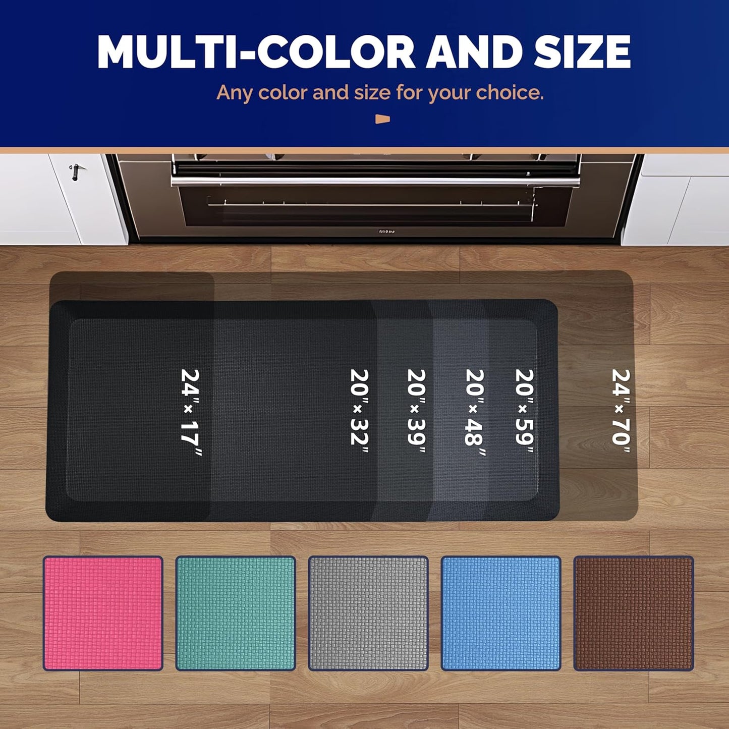 FEATOL Anti Fatigue Mat for Kitchen Floor – 9/10 Extra Thick Standing Cushioned Desk Mat Memory Foam, Ergonomic Floor Padded Comfort at Home, Kitchen, Office, Garage – NOT PVC (17" x 24", Black)