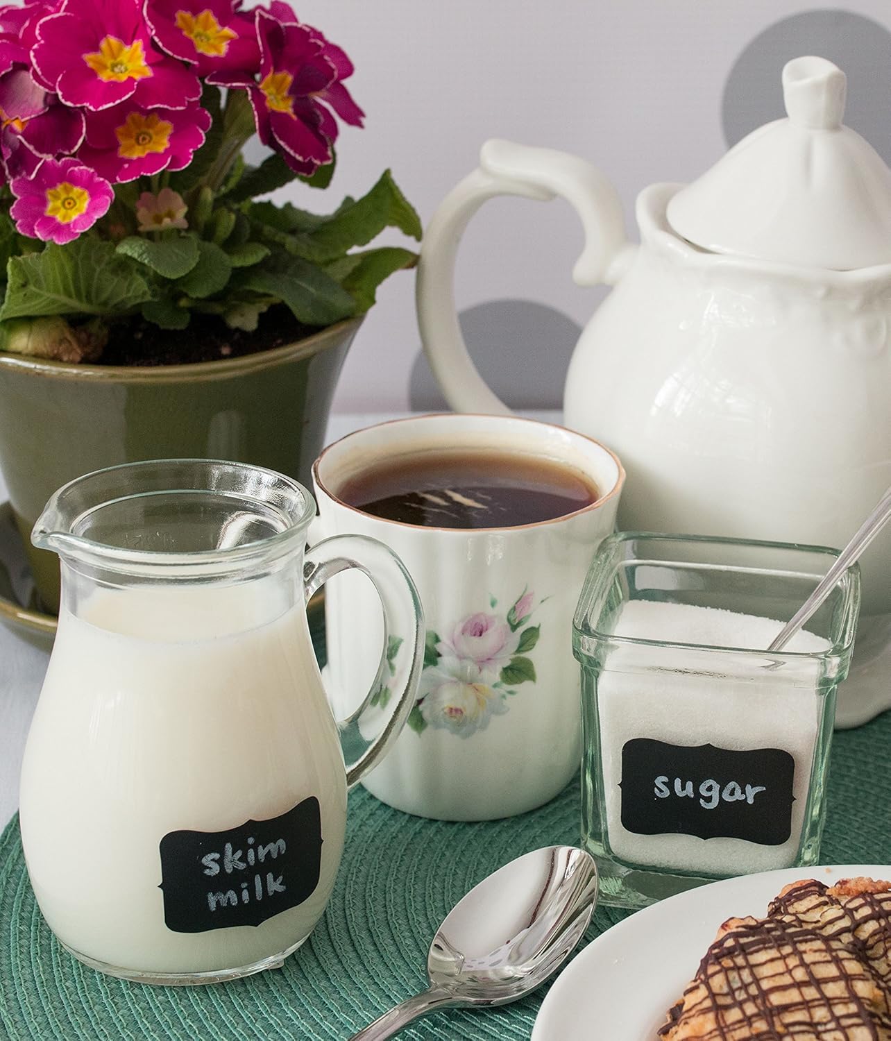 Cestari Chalkboard Labels: Mini Decorative Chalk Stickers - Set of 90 Premium Reusable Blackboard Stickers - Stylish Home Organization, Wedding Decorations, Party Favors, Crafts, Labels for Mason Jars