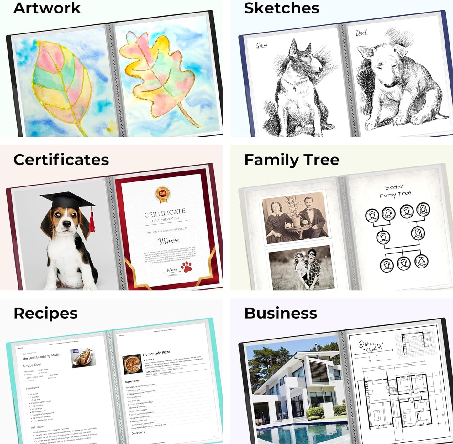 Dunwell Presentation Binder 24-Pocket, Displays 48 Pages, 8.5x11 Portfolio Binder with Plastic Sleeves, Storage and Organizer for Documents, Certificates, Projects, Photos (Black)